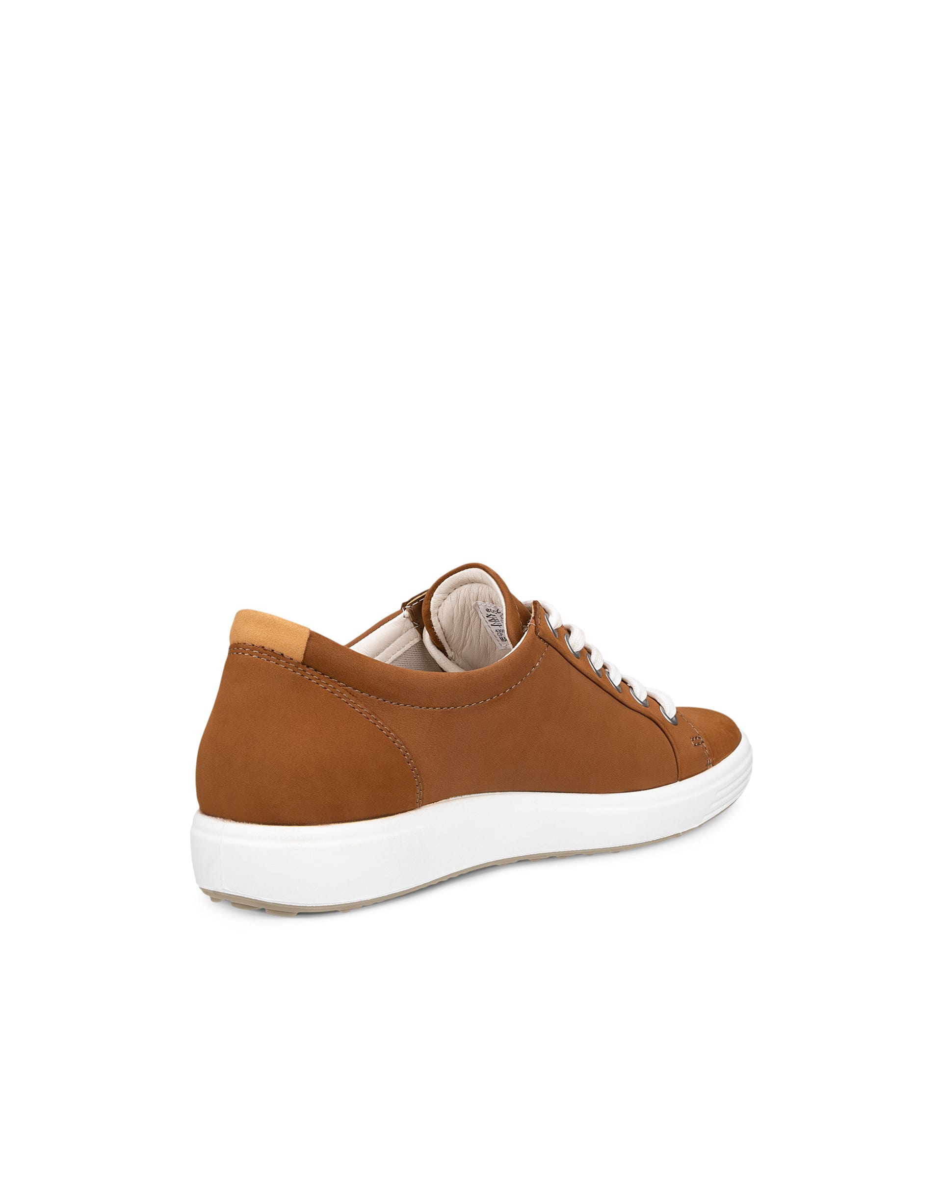 Women's ECCO® Soft 7 Nubuck Lace-Up Sneaker - Brown - Back