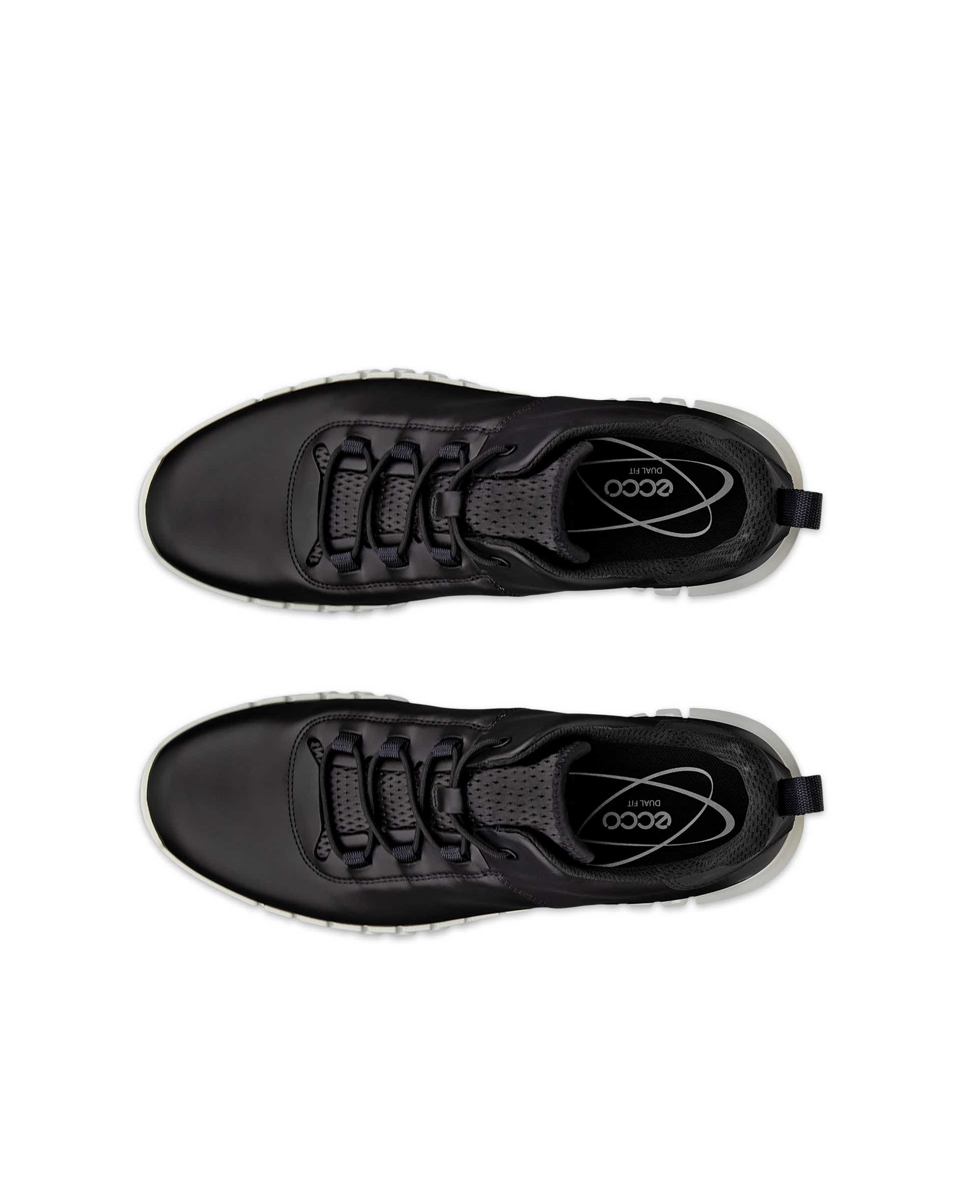 Men's ECCO® Gruuv Leather Trainer - Black - Top left pair