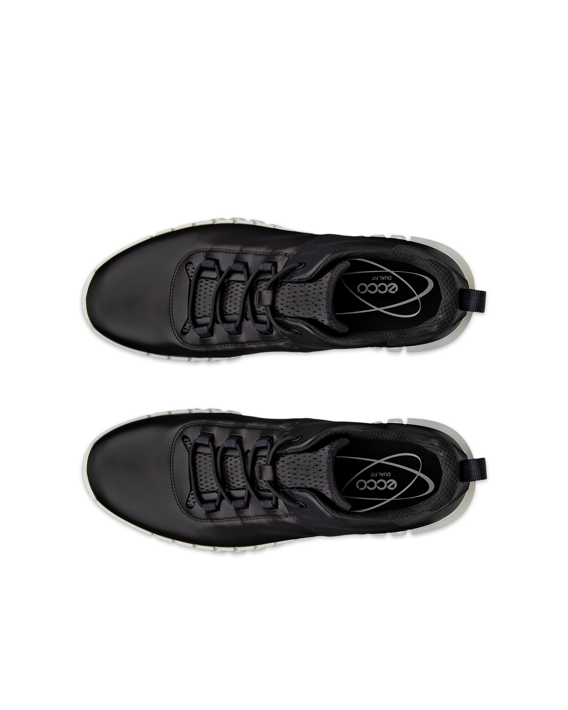 Men's ECCO® Gruuv Leather Trainer - Black - Top left pair