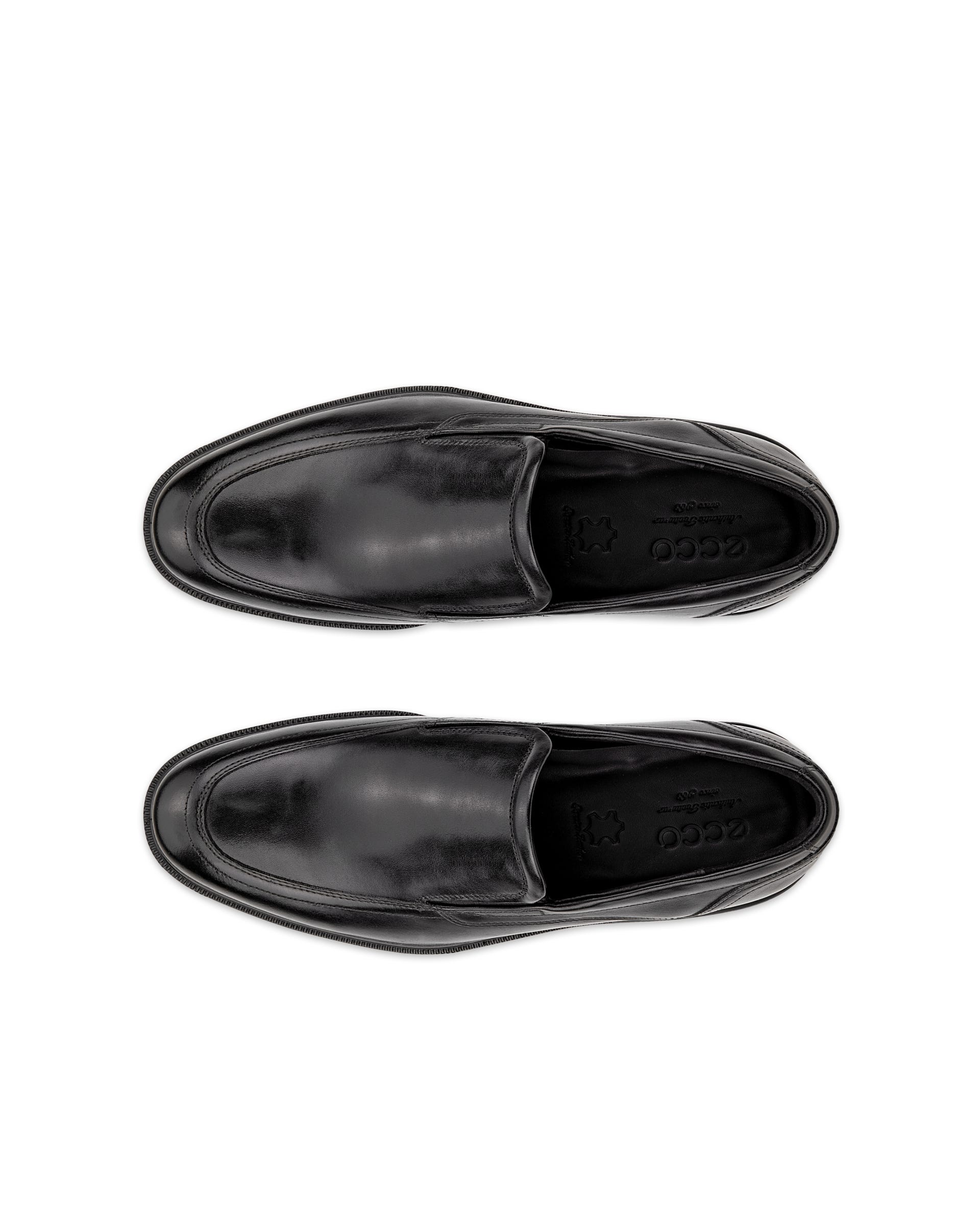 Men's ECCO® Lisbon Leather Slip-On Dress Shoe - Black - Top left pair