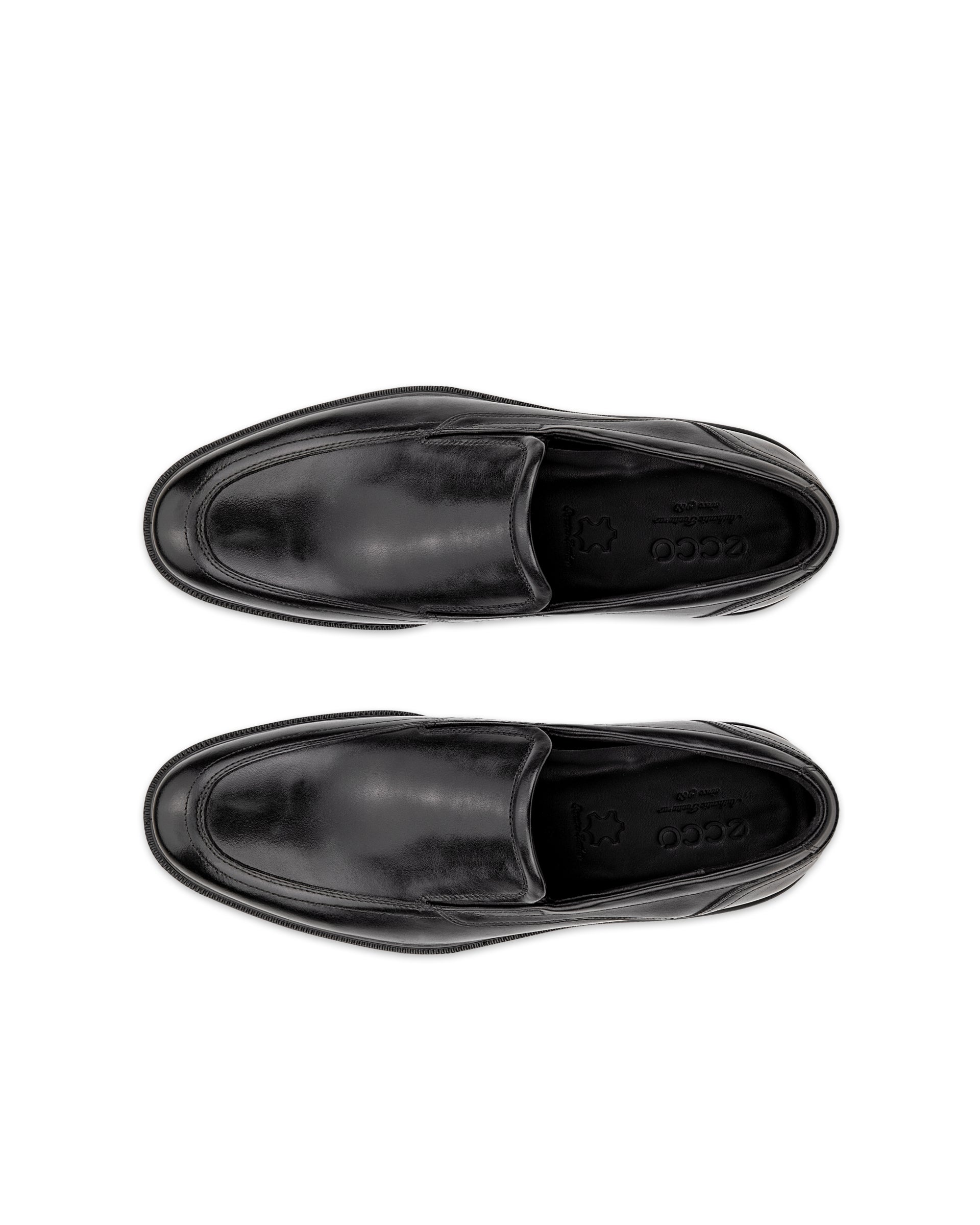 Men's ECCO® Lisbon Leather Slip-On Dress Shoe - Black - Top left pair