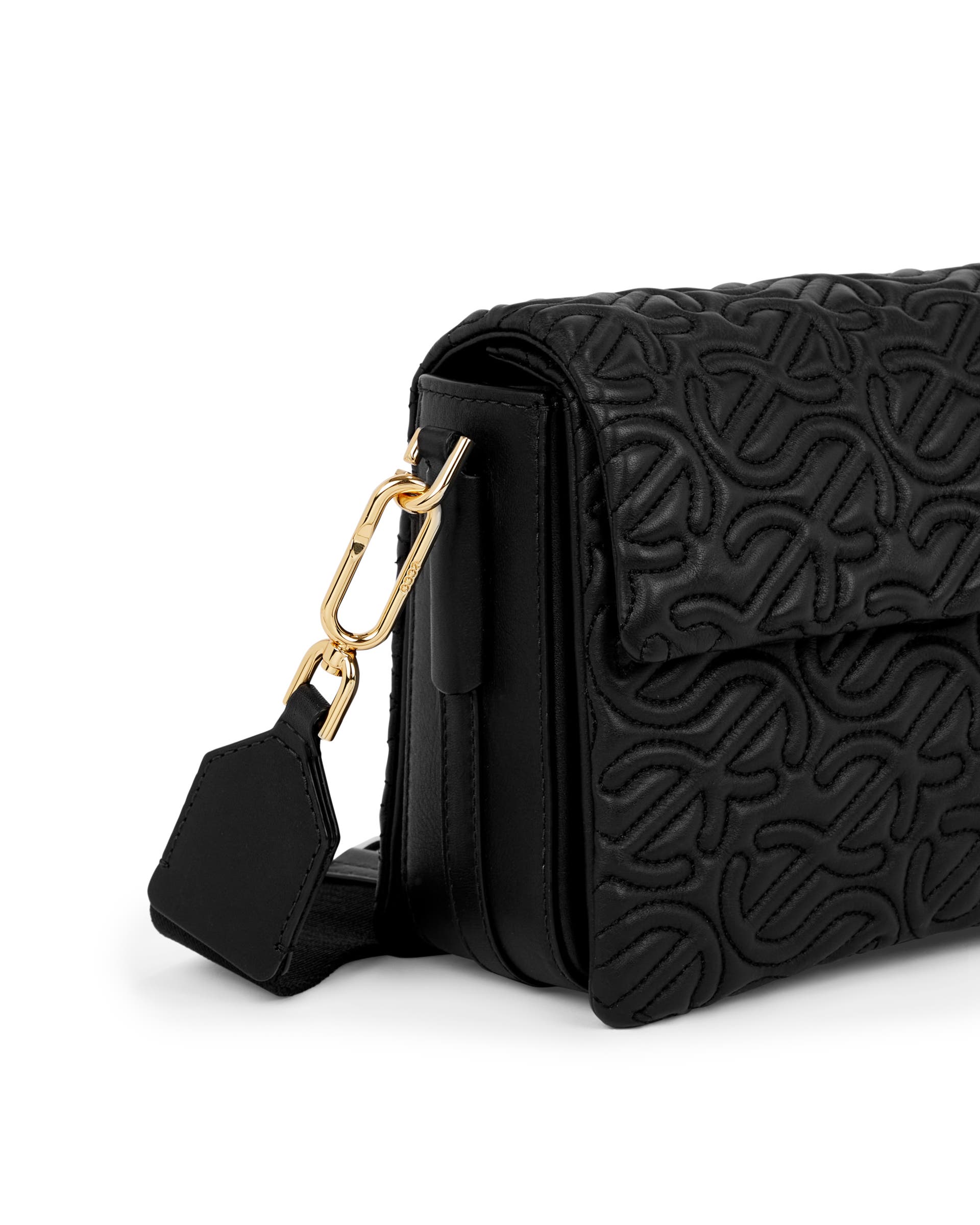 ECCO® Pinch Large Quilted Wave Leather Crossbody Bag - Black - Detail-2