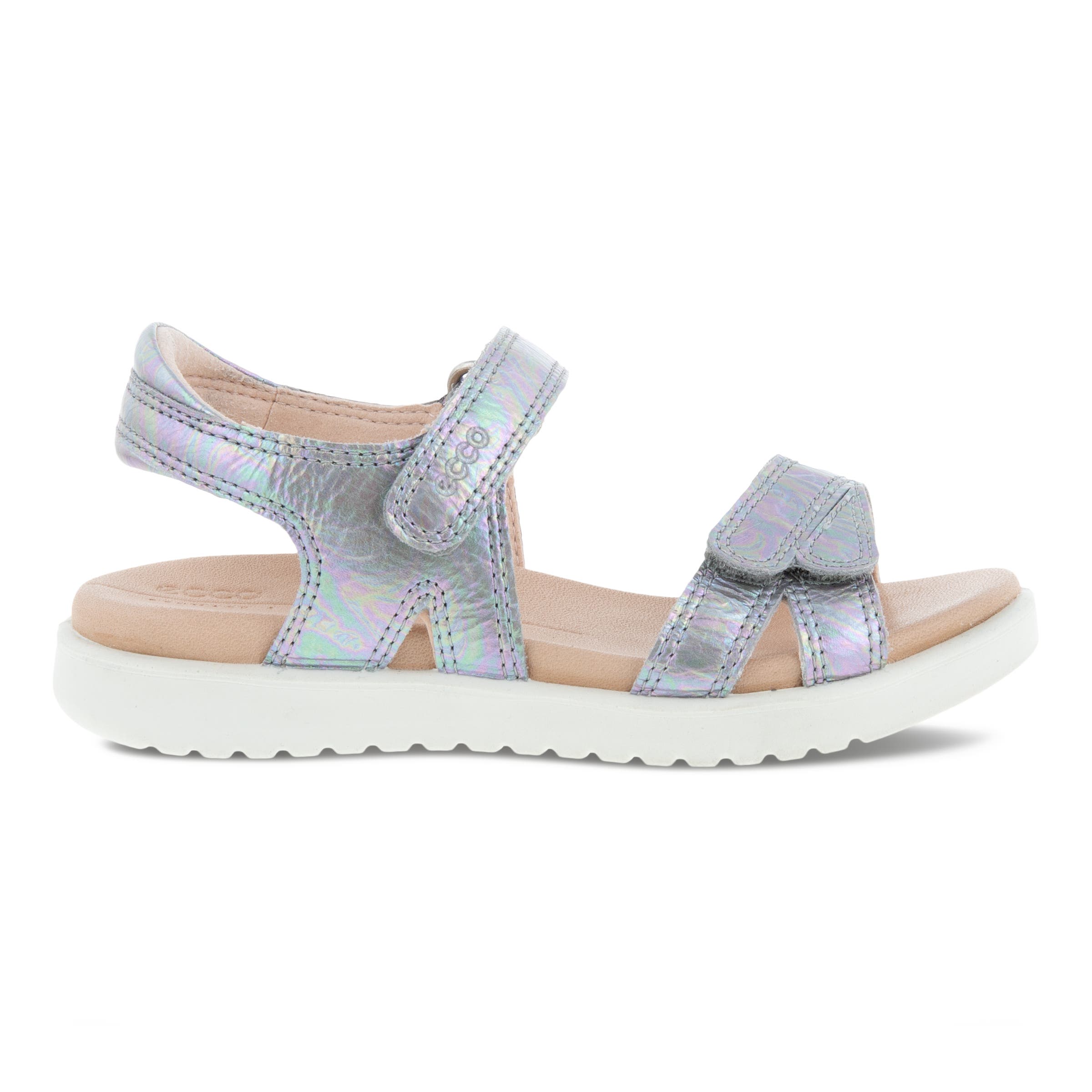 Kids' ECCO® Flora Leather Two Strap Sandal - Metallics - Outside