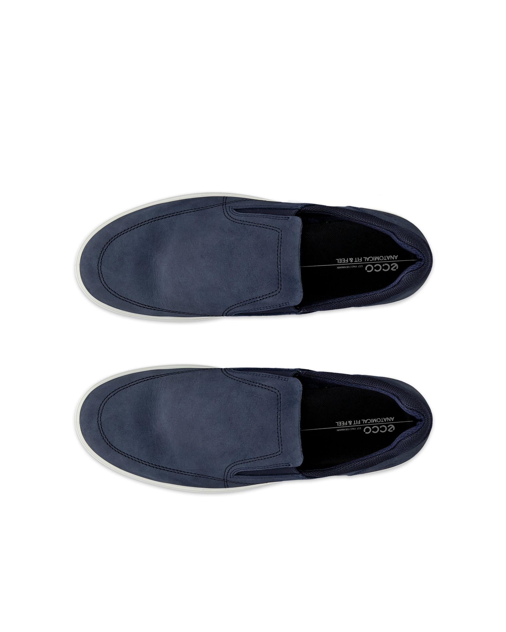 ECCO® CLASSIC SNEAKER chaussures sans lacet en nubuck pour homme - Bleu - Outside