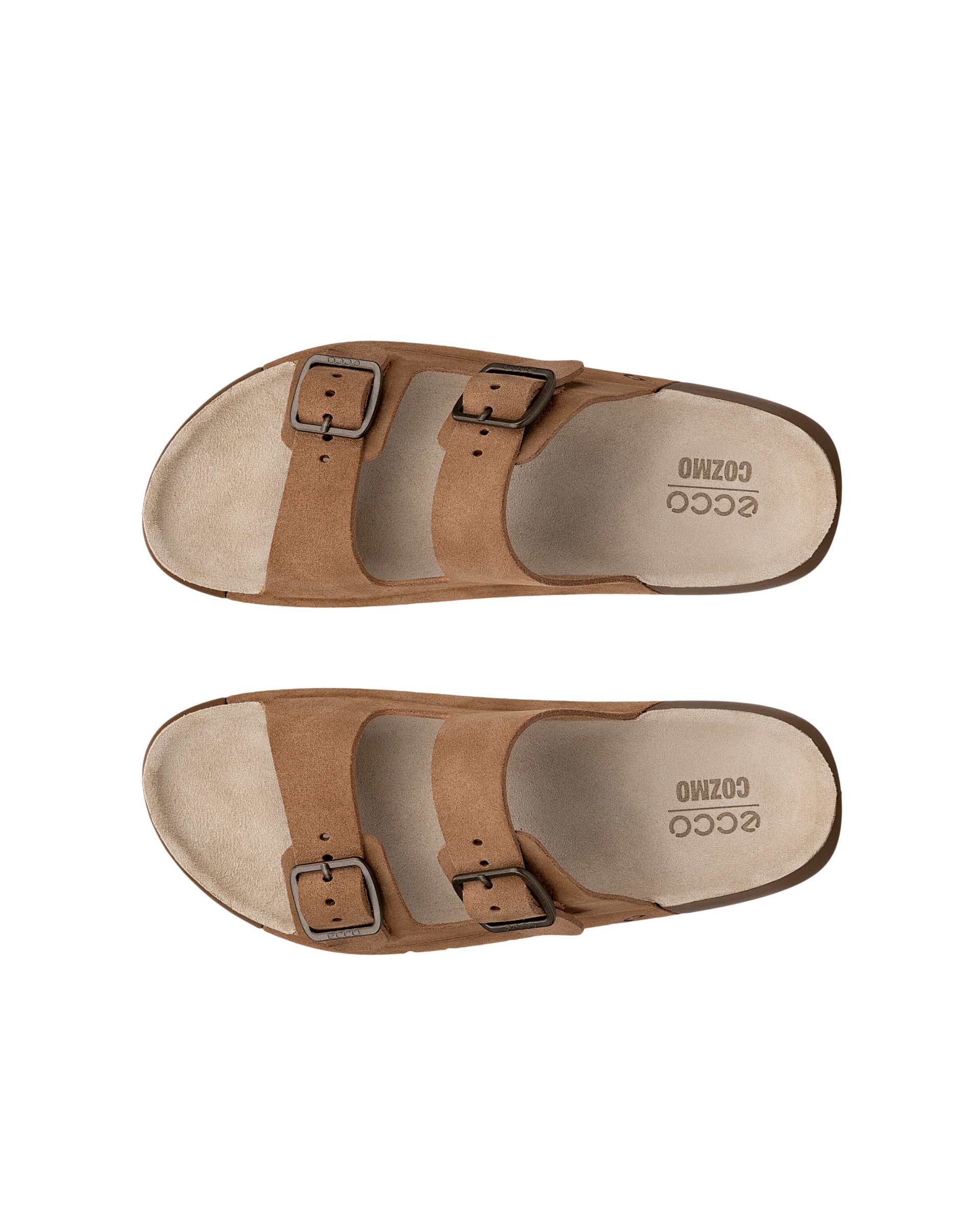 Damskie zamszowe klapki ECCO® COZMO - Brązowy - Top left pair