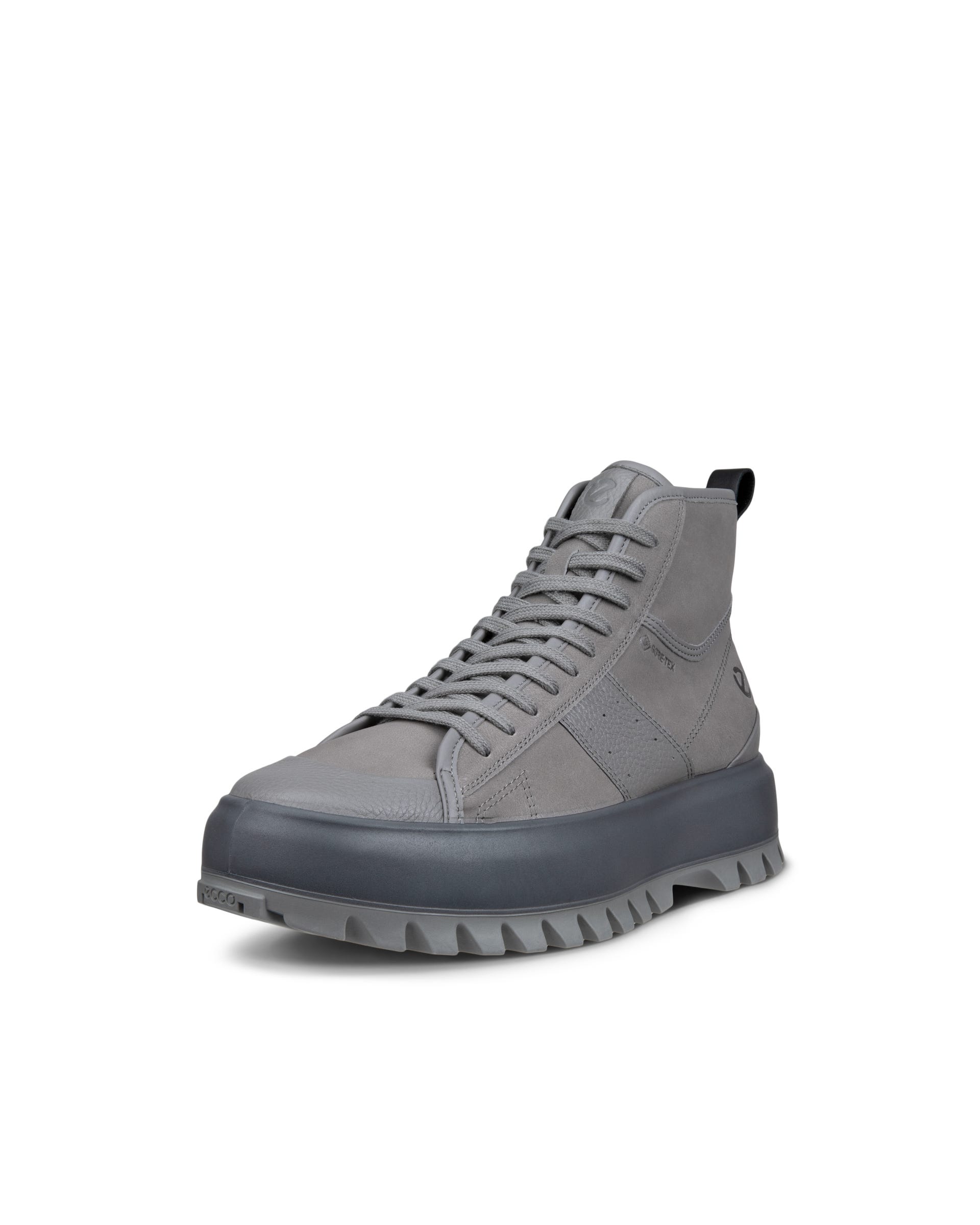 Men's ECCO® Street Ace Rugged Nubuck Gore-Tex High-Top Sneaker - Grey - Main