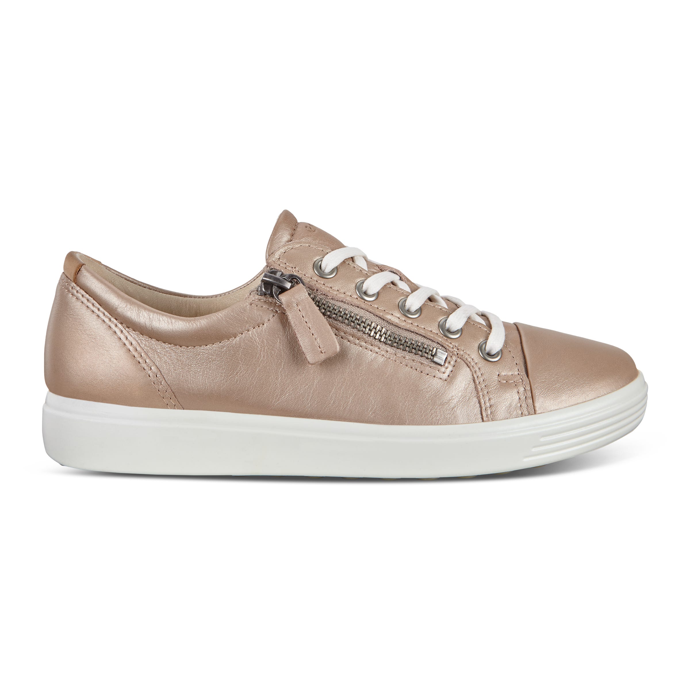 ECCO Women's Soft 7 Side Zip Sneakers - Metallics - Outside