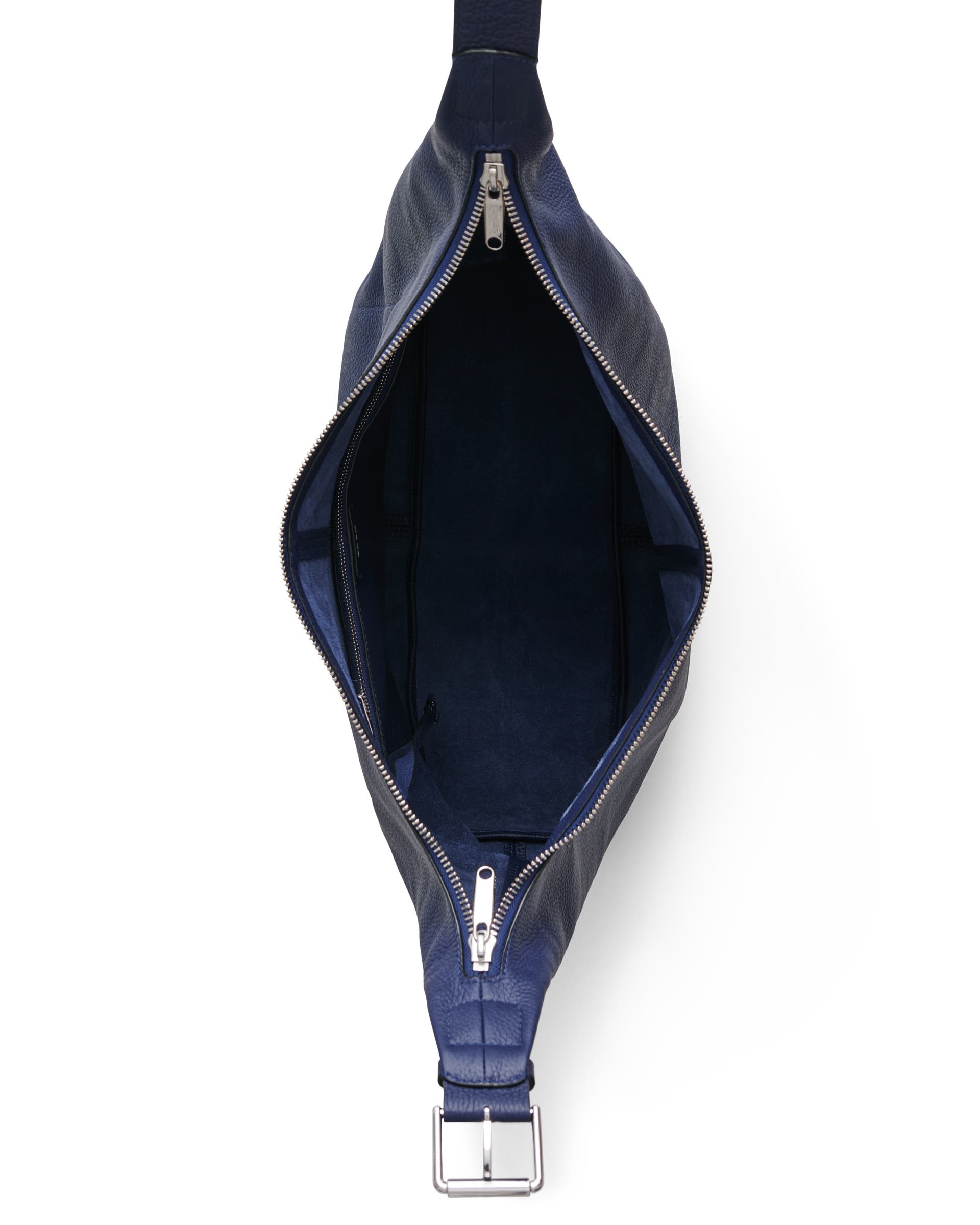 ECCO® Large Soft Pebbled Hobo Leather Shoulder Bag - Blue - Birdeye