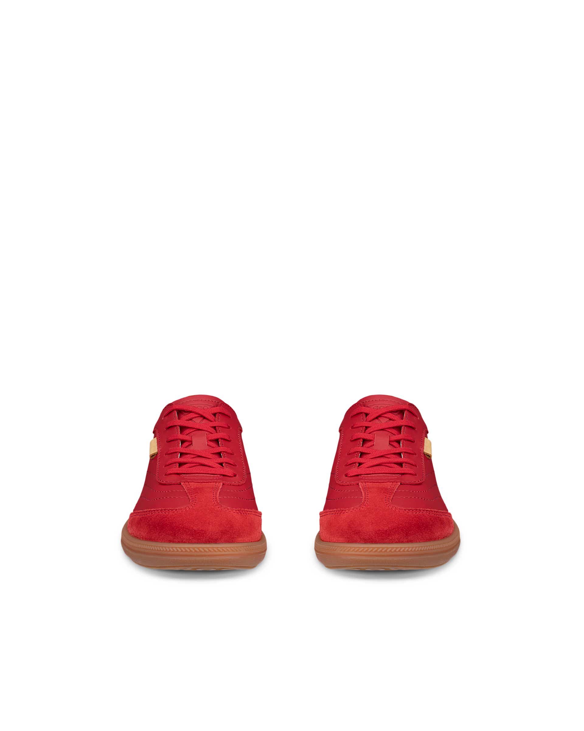 Women's ECCO® Soft 11 Leather Lace-Up Sneaker - Red - Front pair