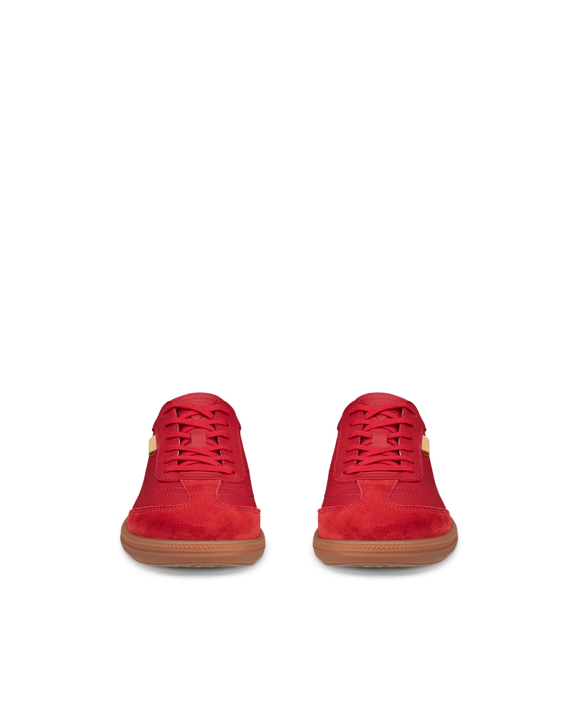Women's ECCO® Soft 11 Leather Lace-Up Sneaker - Red - Front pair