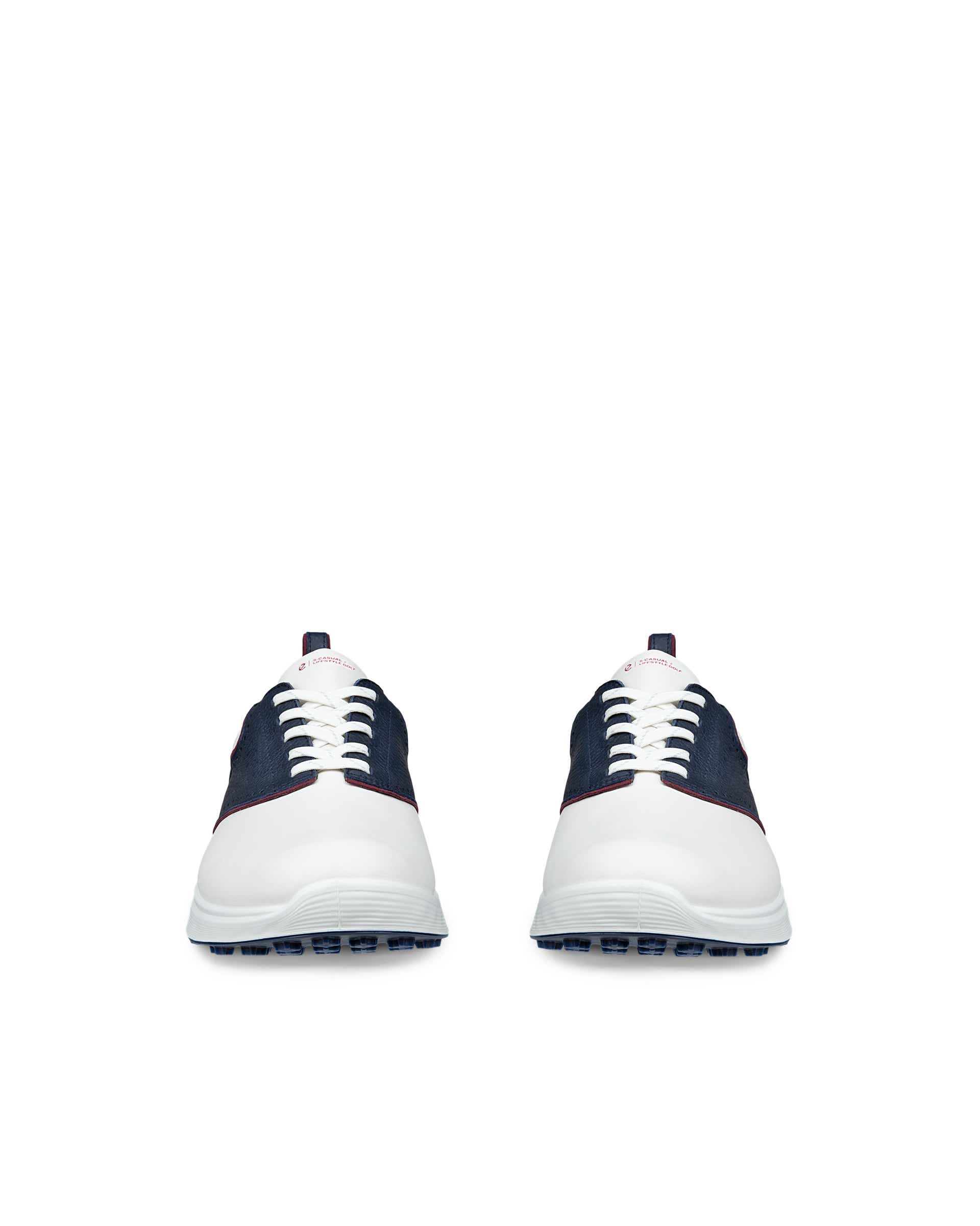 Men's ECCO® Golf S-Casual Leather Waterproof Golf Shoe - White - Front pair