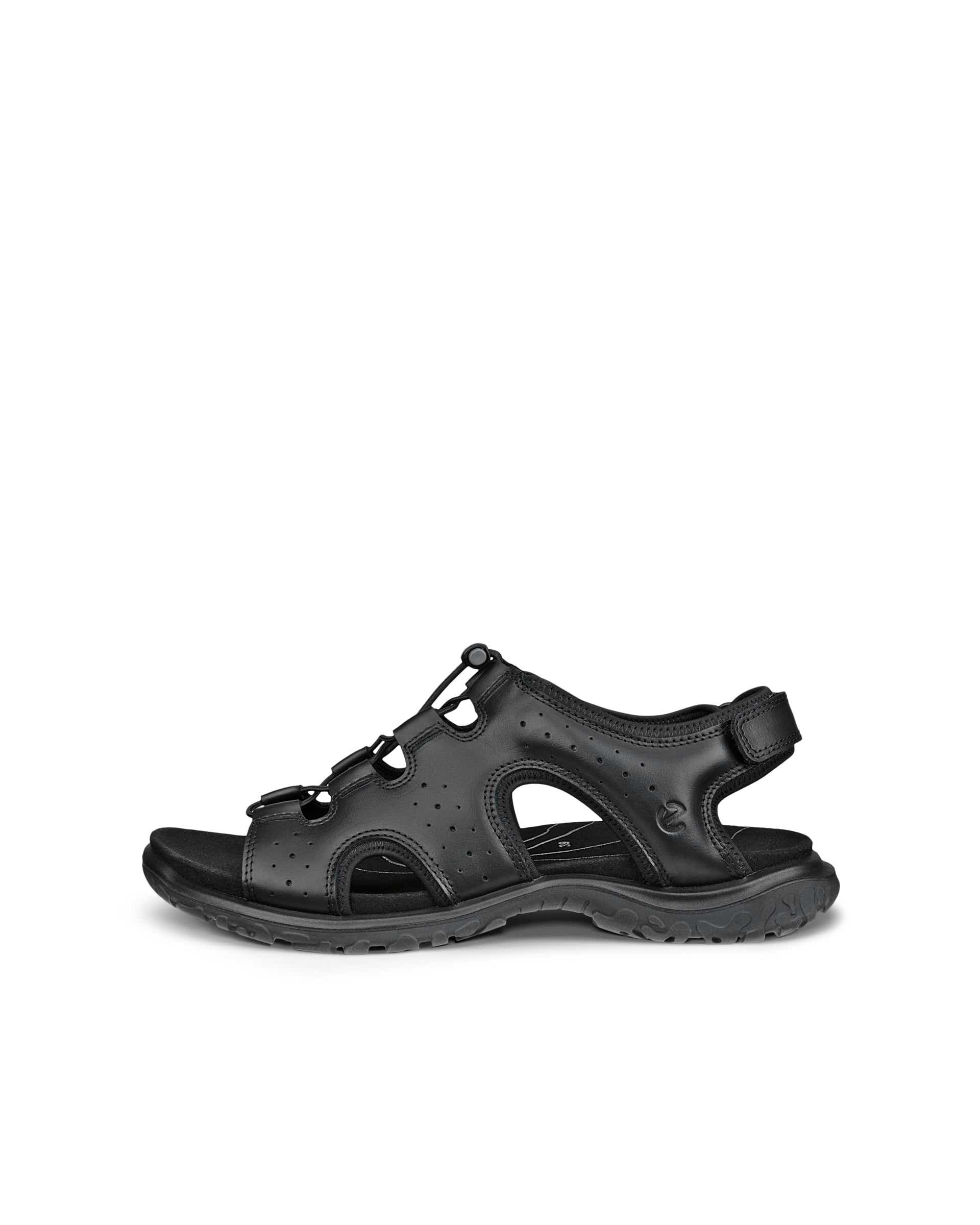 Women's ECCO® Offroad Roam Leather Fisherman Sandal - Black - Outside