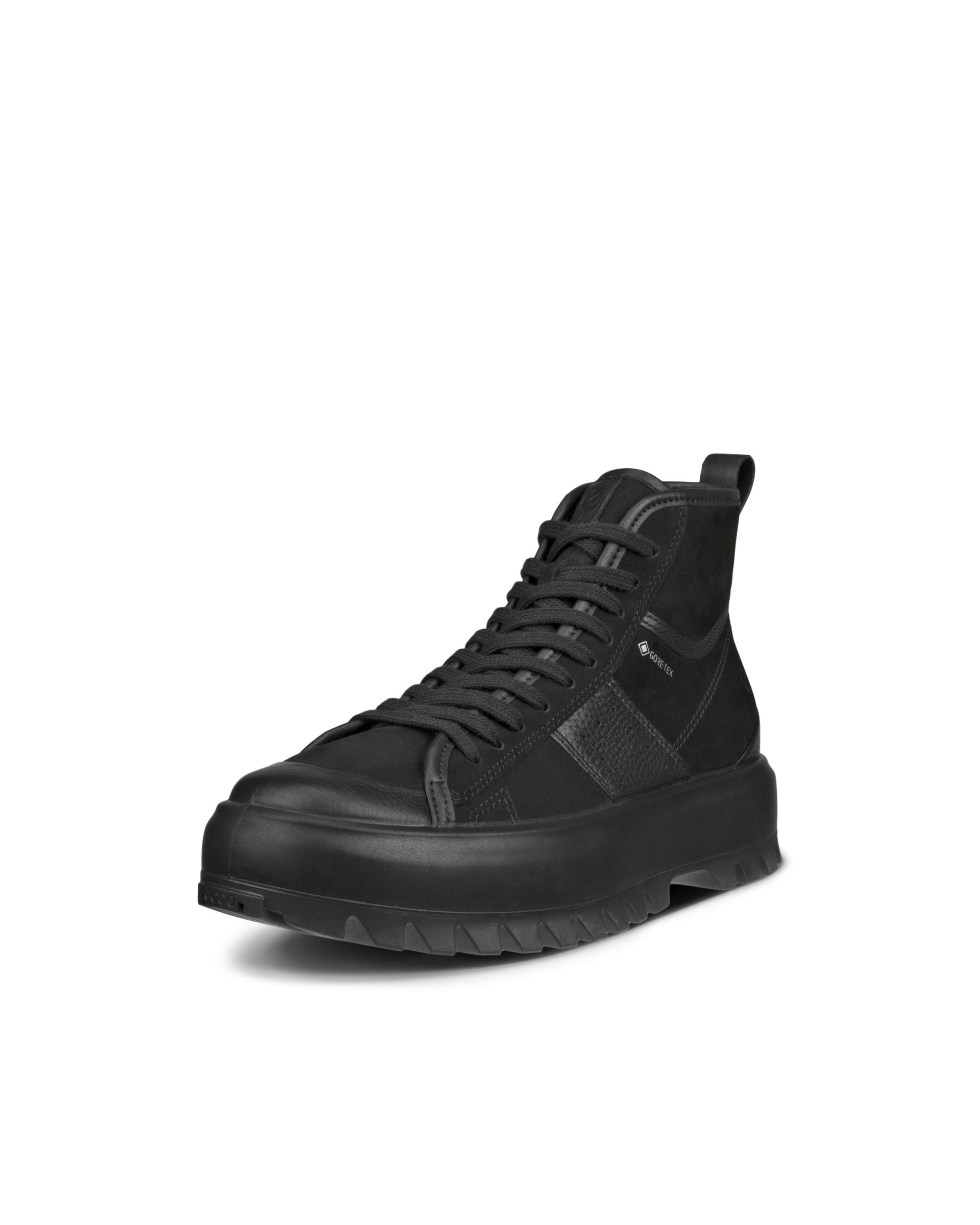 Women's ECCO® Street Ace Rugged Nubuck Gore-Tex High-Top Sneaker - Black - Main