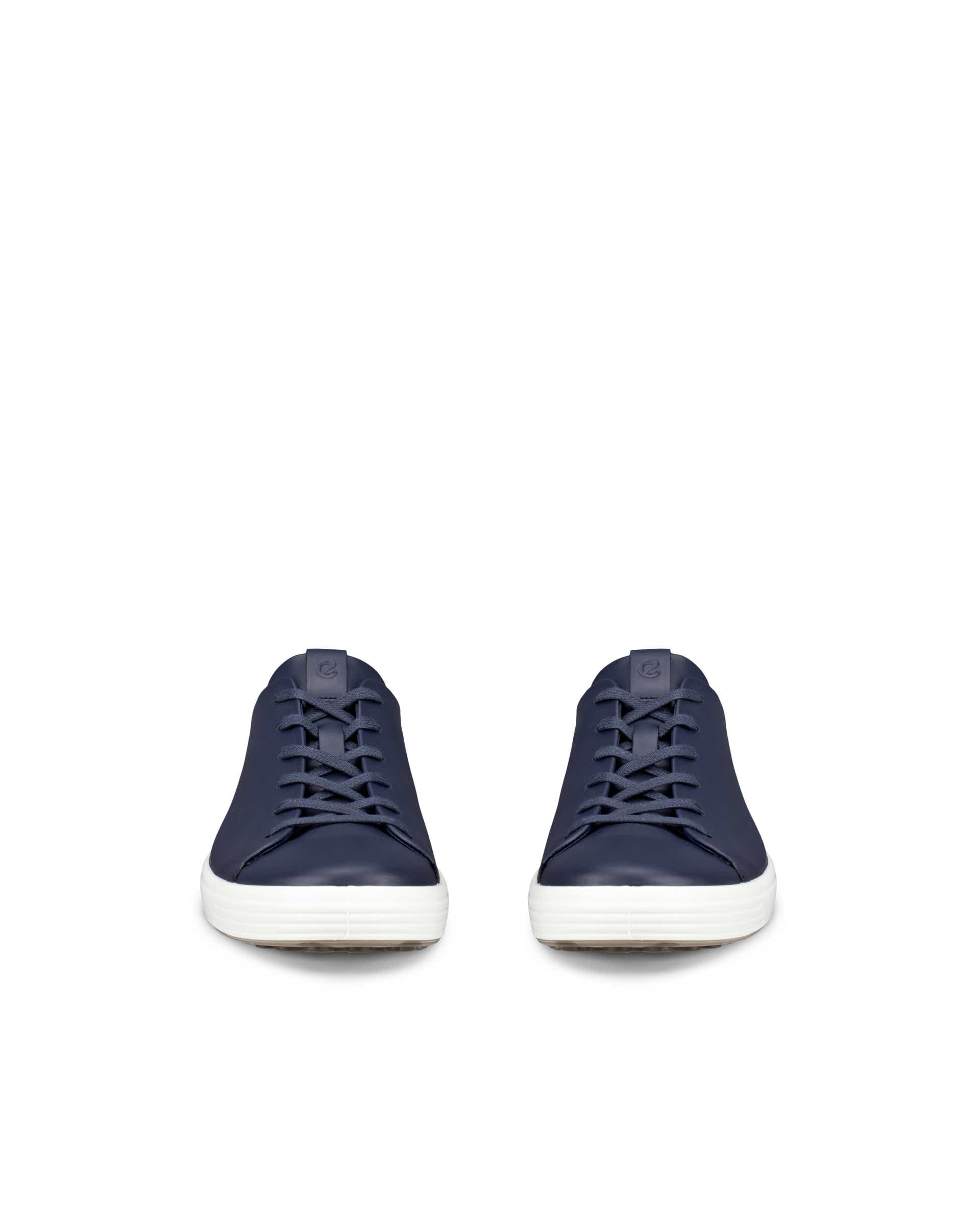 Men's ECCO® Soft 7 Leather Lace-Up Shoe - Blue - Front pair