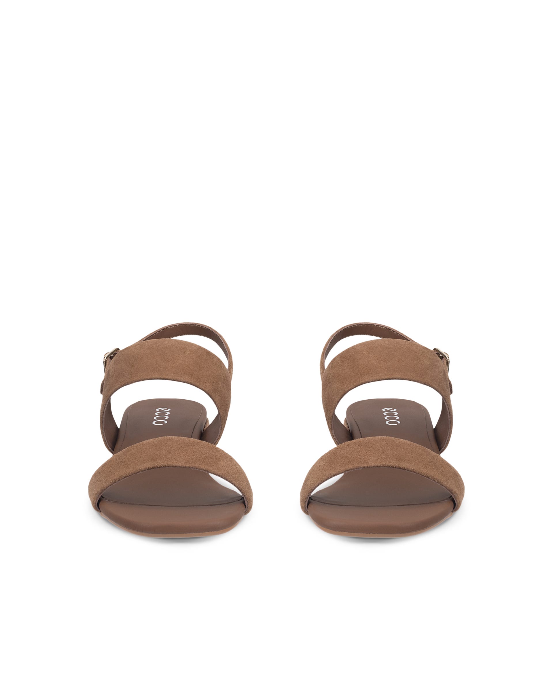 Women's ECCO® LIVA SANDAL 35 Suede Heeled Sandal - Brown - Front pair