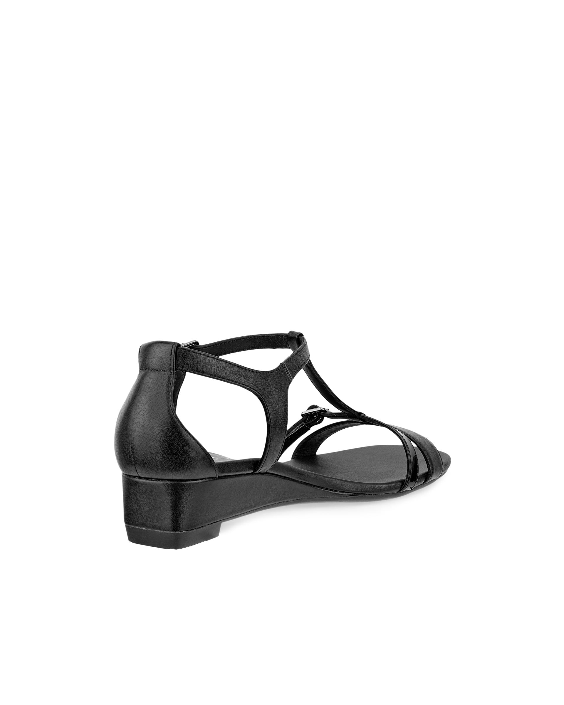 Damskie skórzane sandały na koturnie ECCO® ASTRID - Czarny - Back