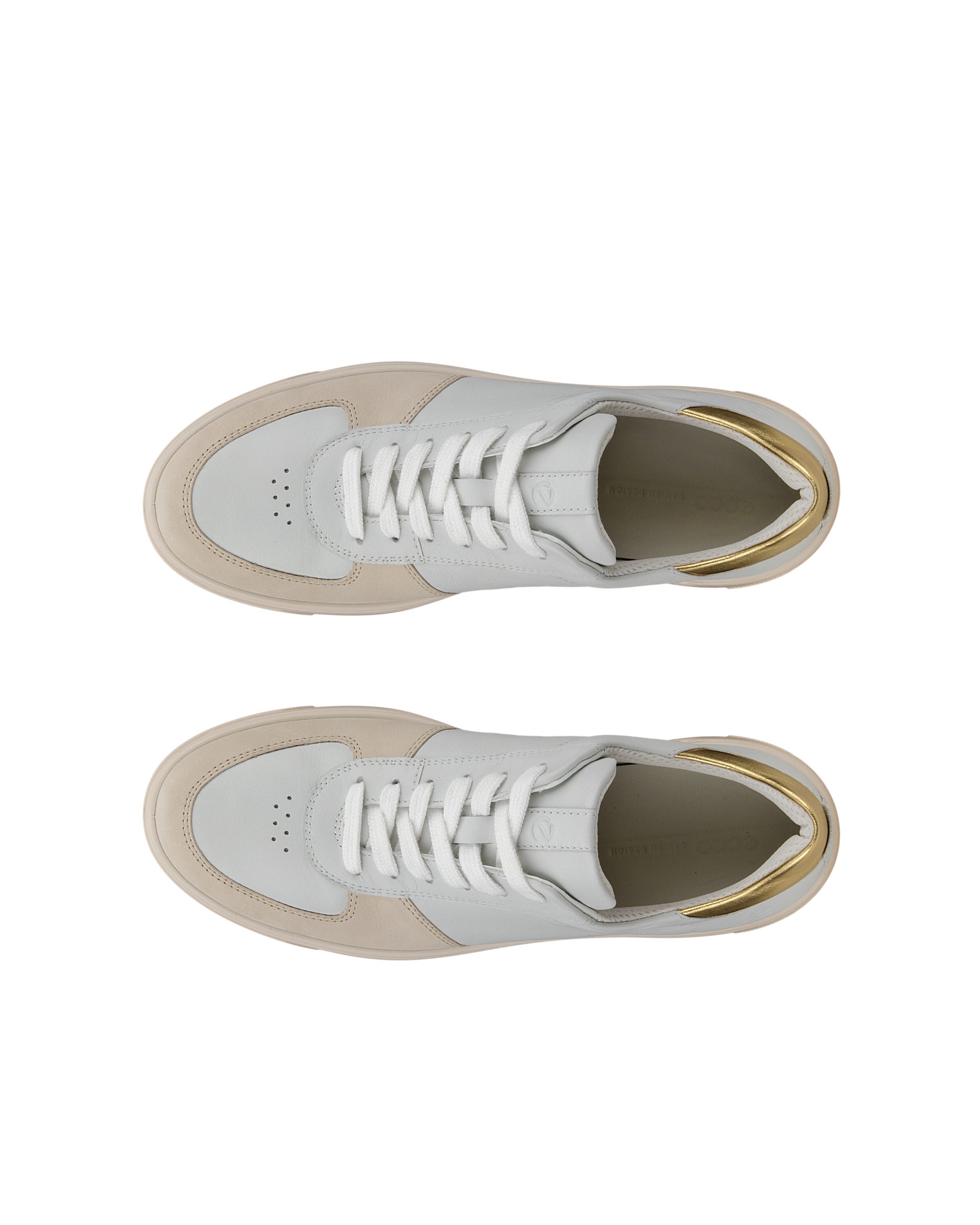Women's ECCO® Street Tray Leather Sneaker - Beige - Top left pair