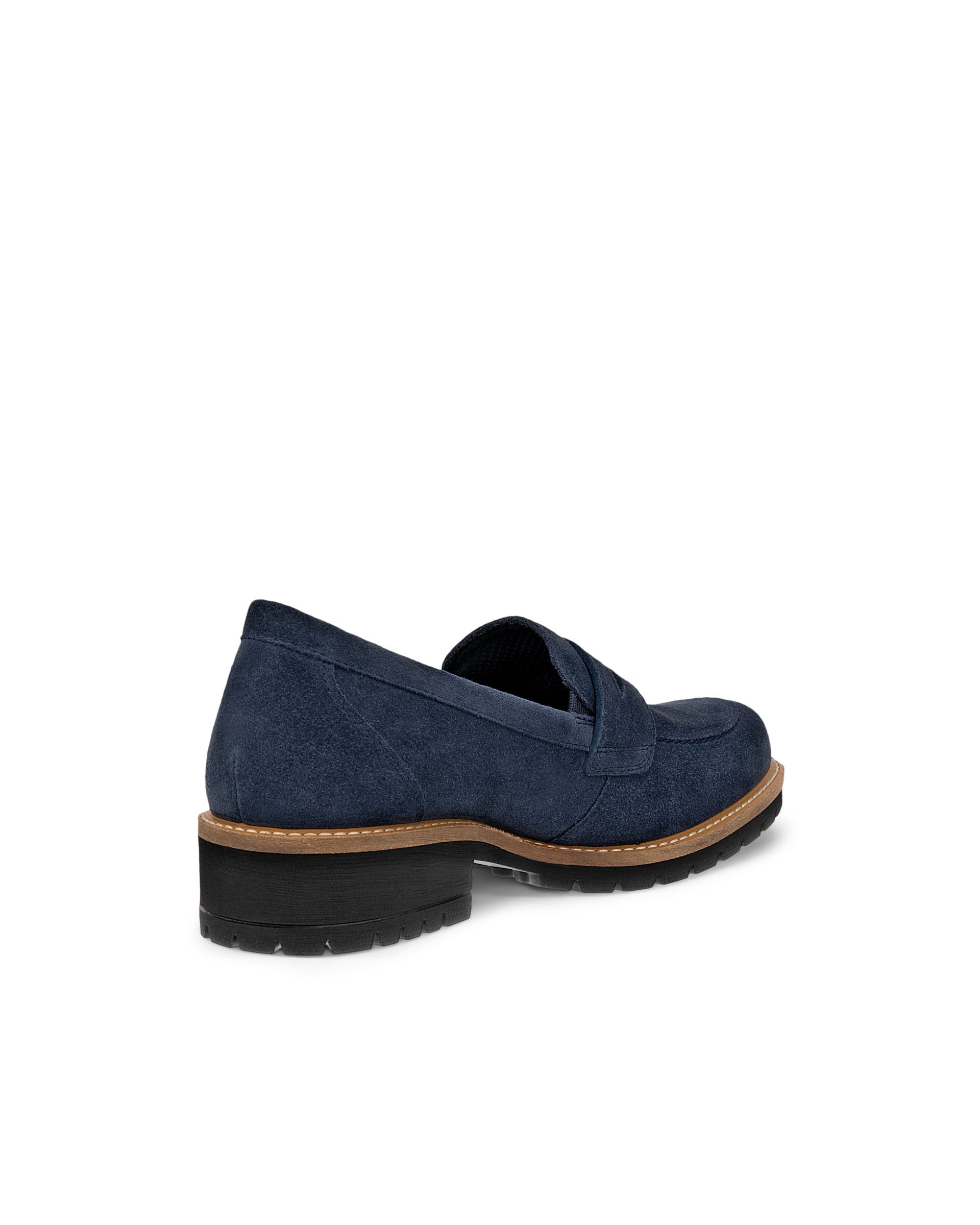 Women's ECCO® Elaina Leather Penny Loafer - Blue - Outside