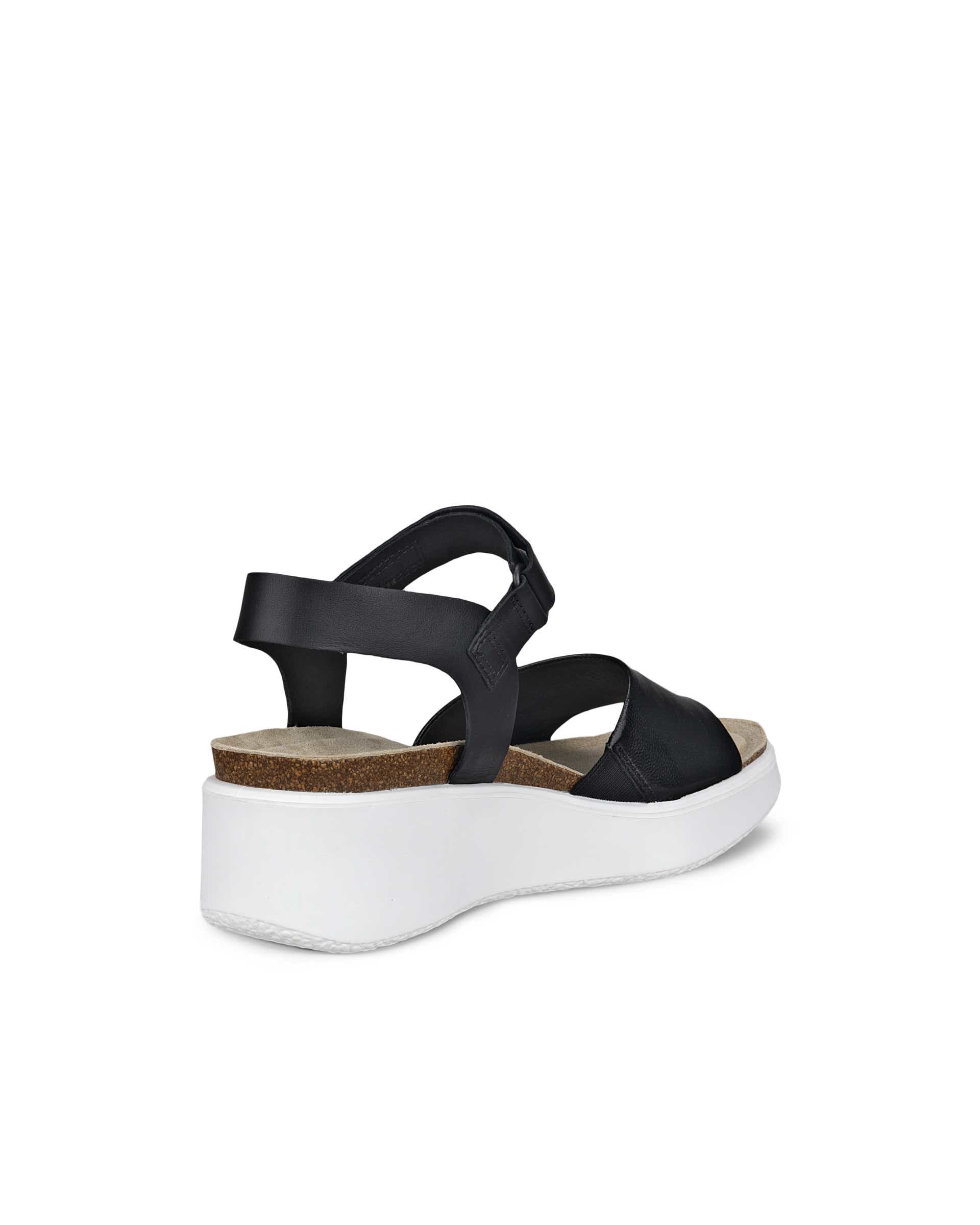 ECCO® Flowt sandale compensée liège et cuir pour femme - Noir - Back