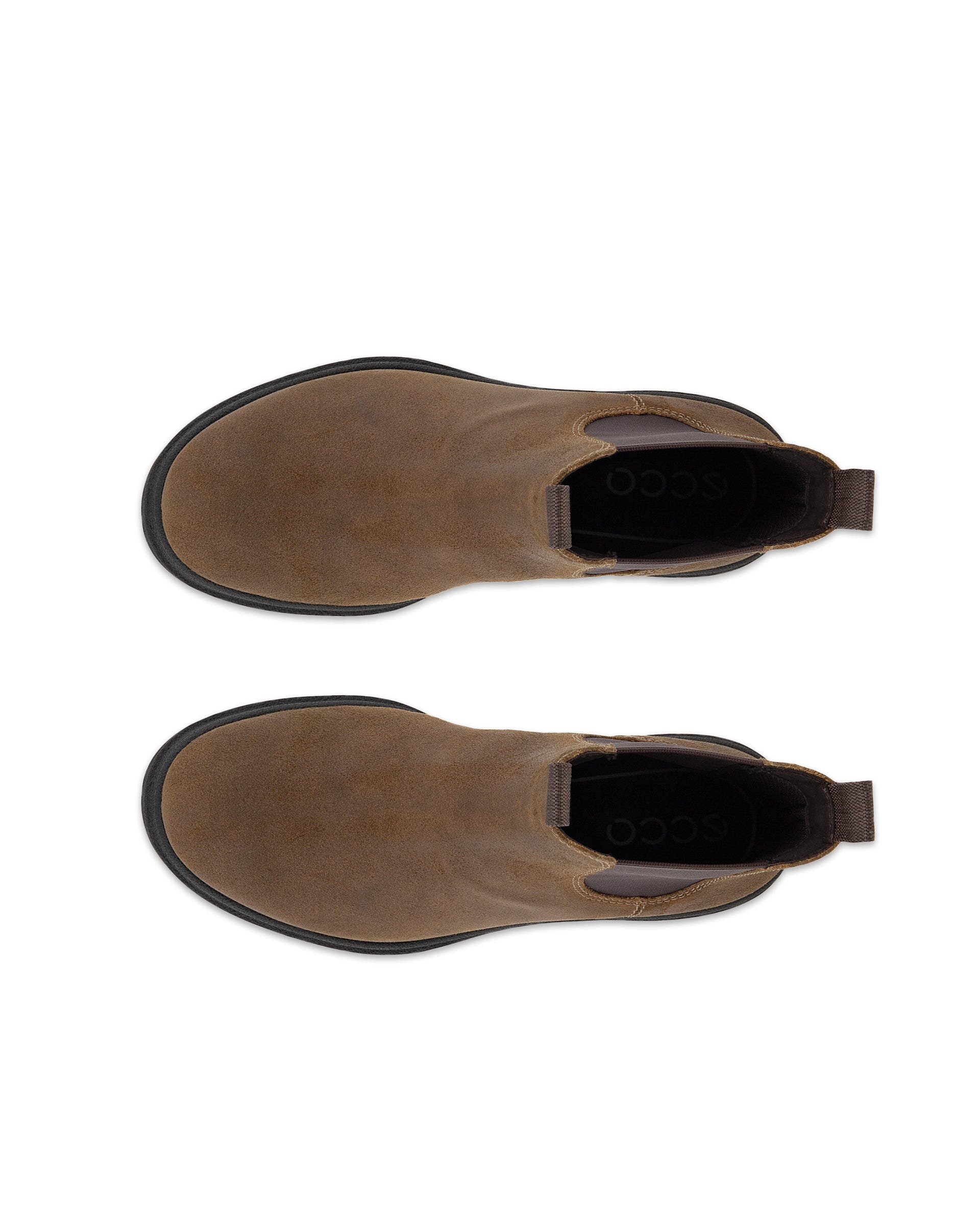 Women's ECCO® Grainer Suede Chelsea Boot - Brown - Top left pair