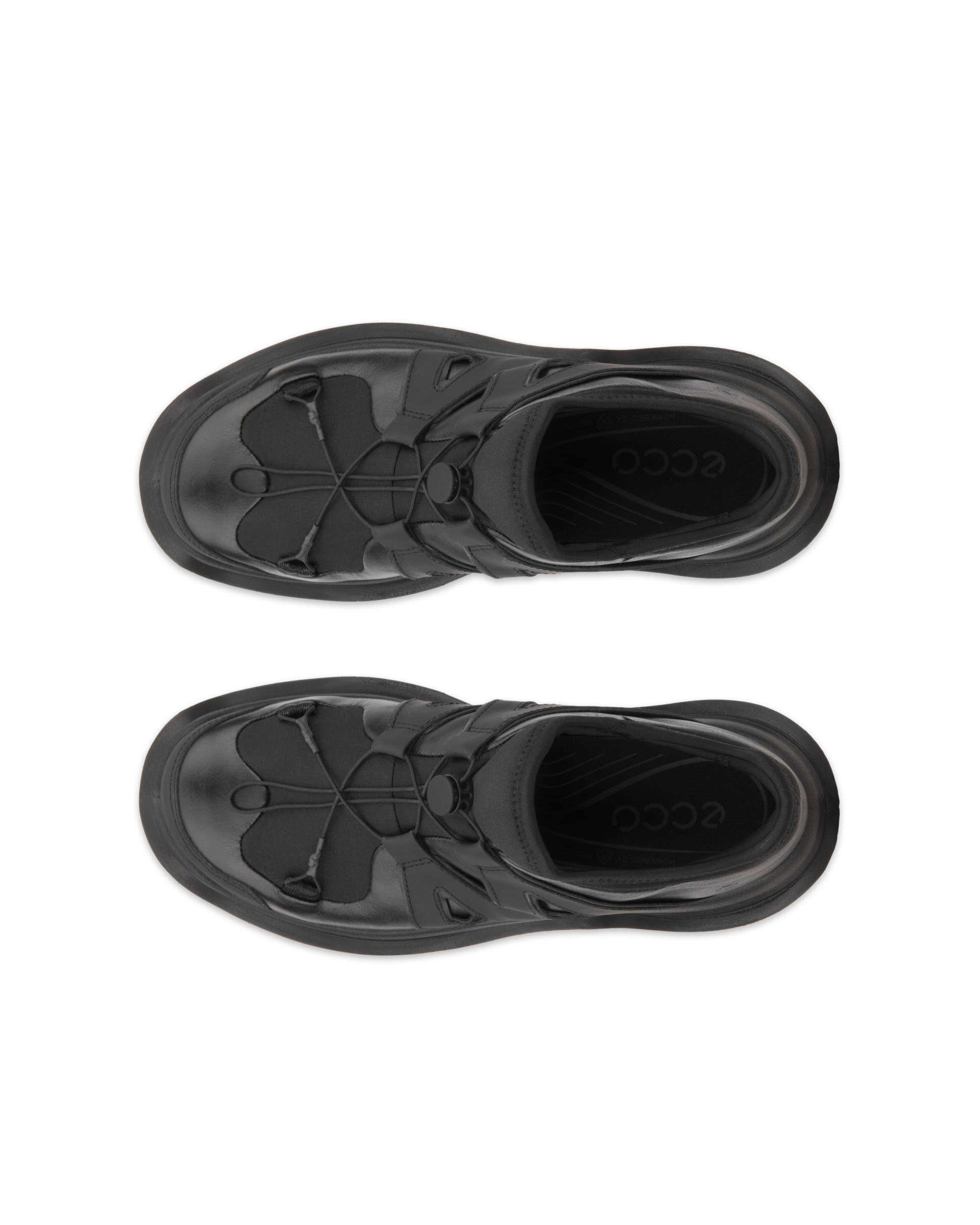 Women's ECCO® Offroad Leather Outdoor Ankle Boot - Black - Top left pair