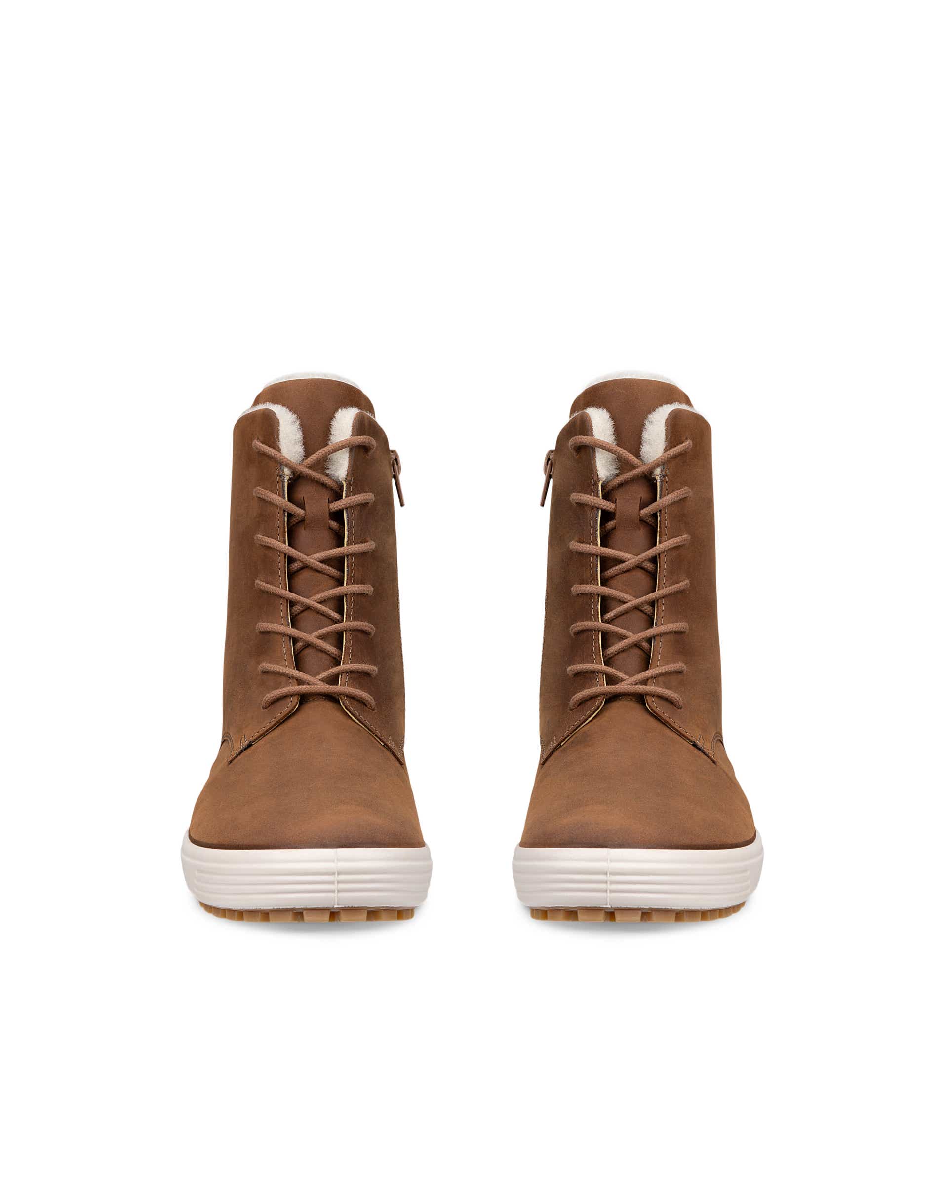 Women's ECCO® SOFT 7 TRED Nubuck Mid-Cut Boot - Brown - Front pair