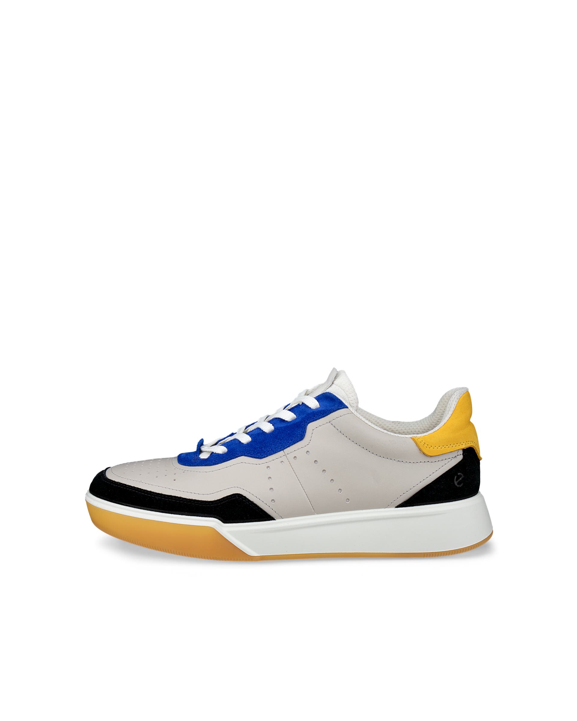 Men's ECCO® Street Court Leather Trainer - Multicolour - Outside