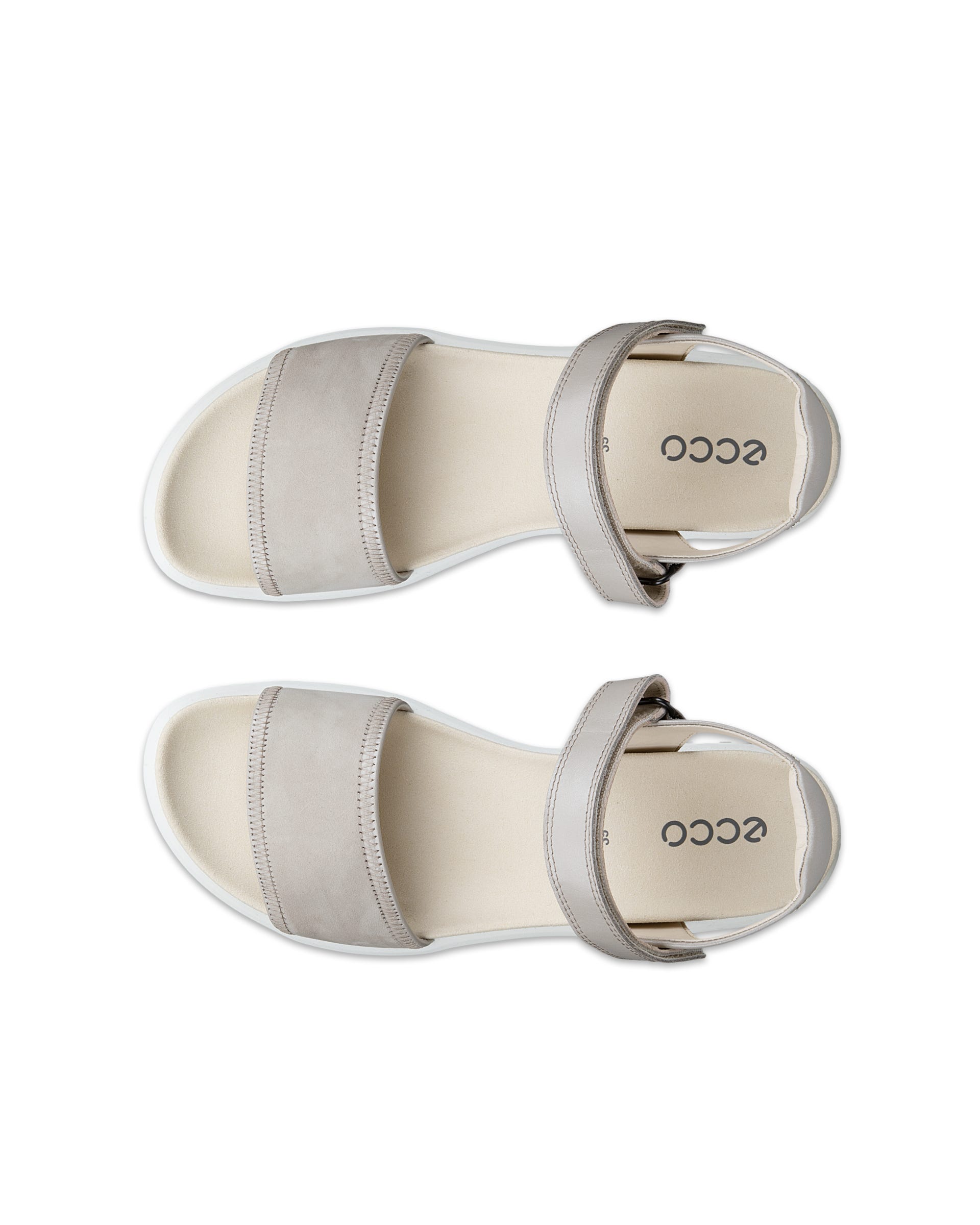 ECCO® SOFT SANDAL sandaler i læder med to remme til damer - Beige - Top left pair