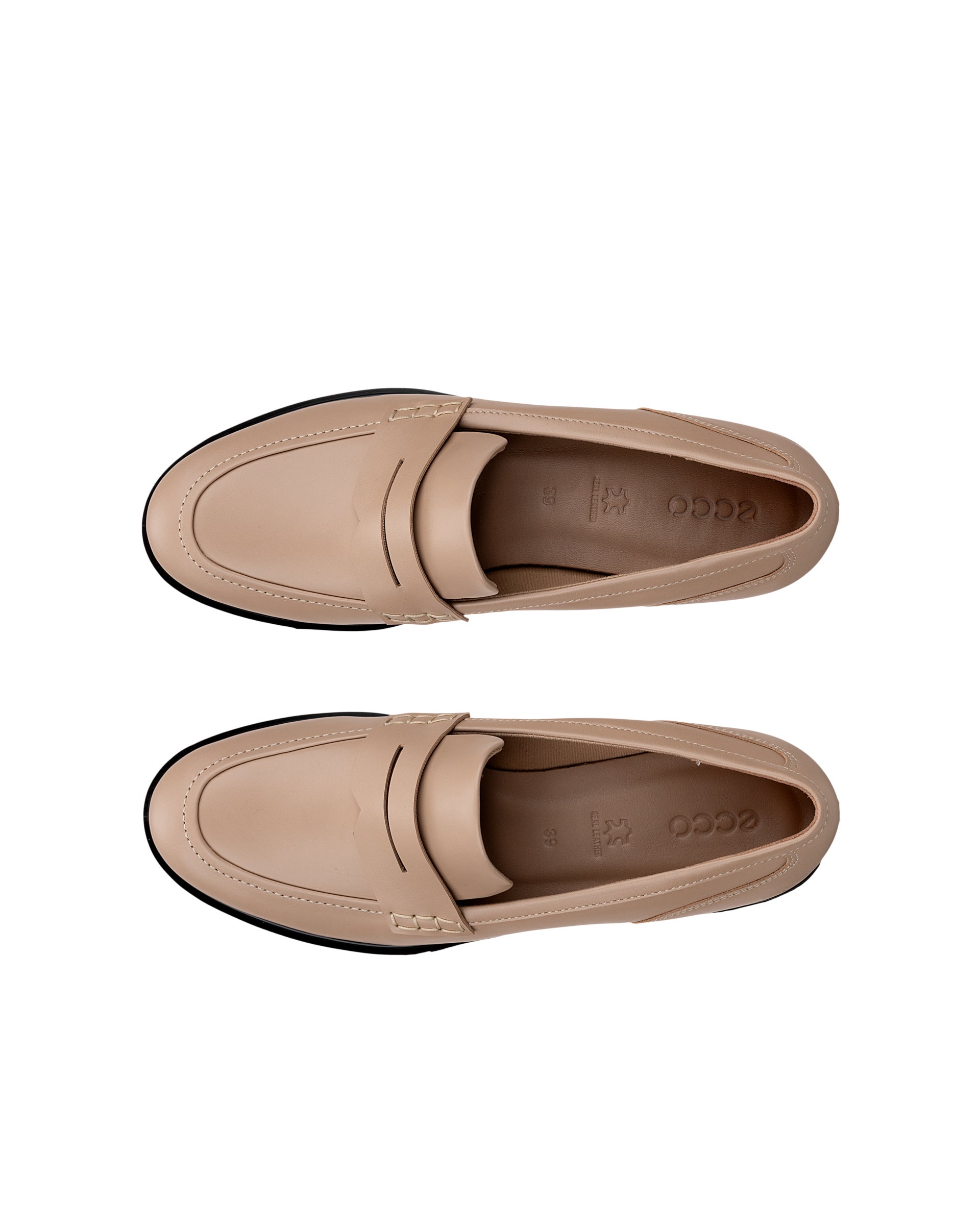 Naisten ECCO® Dress Classic 15 nahkaloaferit - Beige - Top left pair
