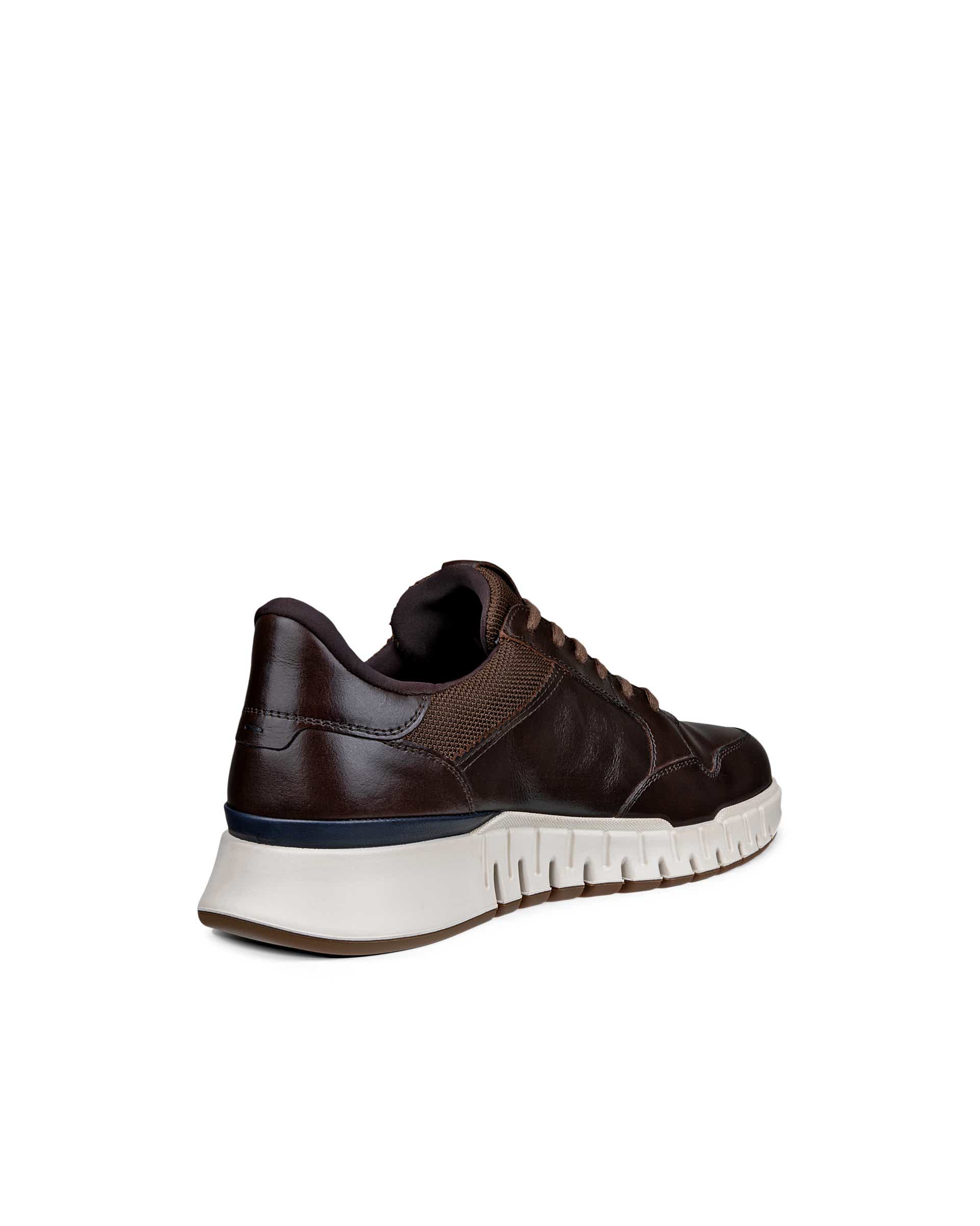 Men's ECCO® Gruuv Studio Leather Hybrid Wingtip Derby Sneaker - Brown - Back