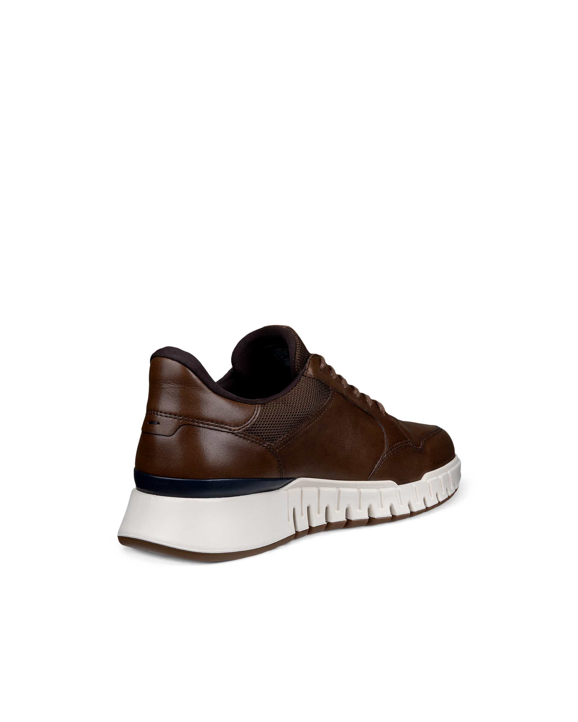 Men's ECCO® Gruuv Studio Leather Hybrid Wingtip Derby Sneaker - Brown - Back