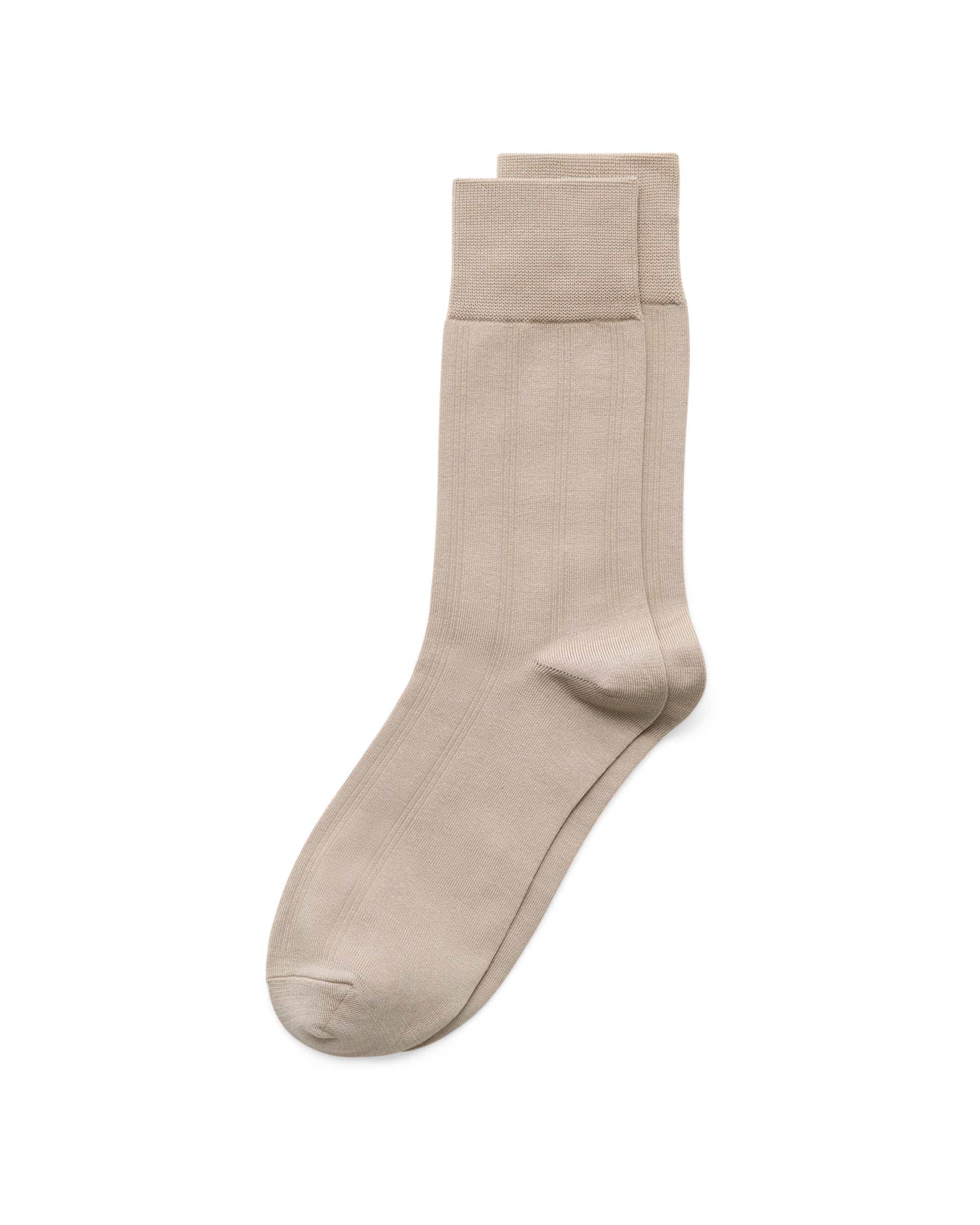 Men's ECCO® CLASSIC MEN RIBBED MID CUT Ribbed Mid-Cut Socks - Beige - Main