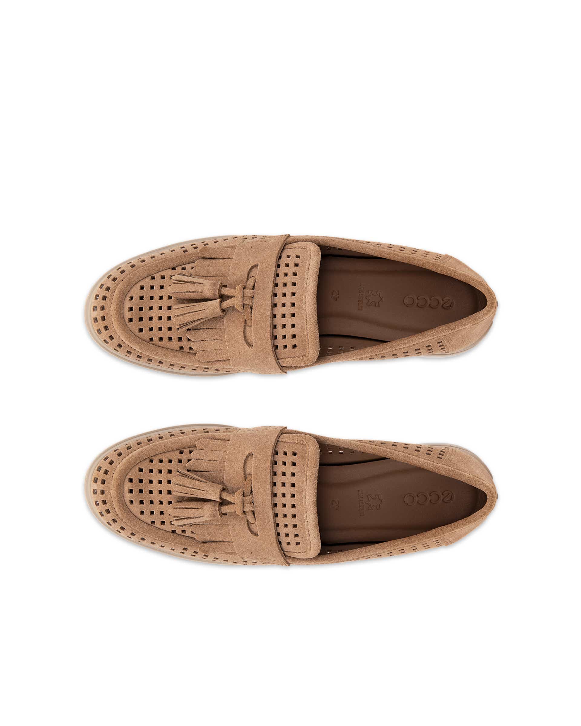 Women's ECCO® Dress Classic 15 Suede Loafer - Brown - Top left pair