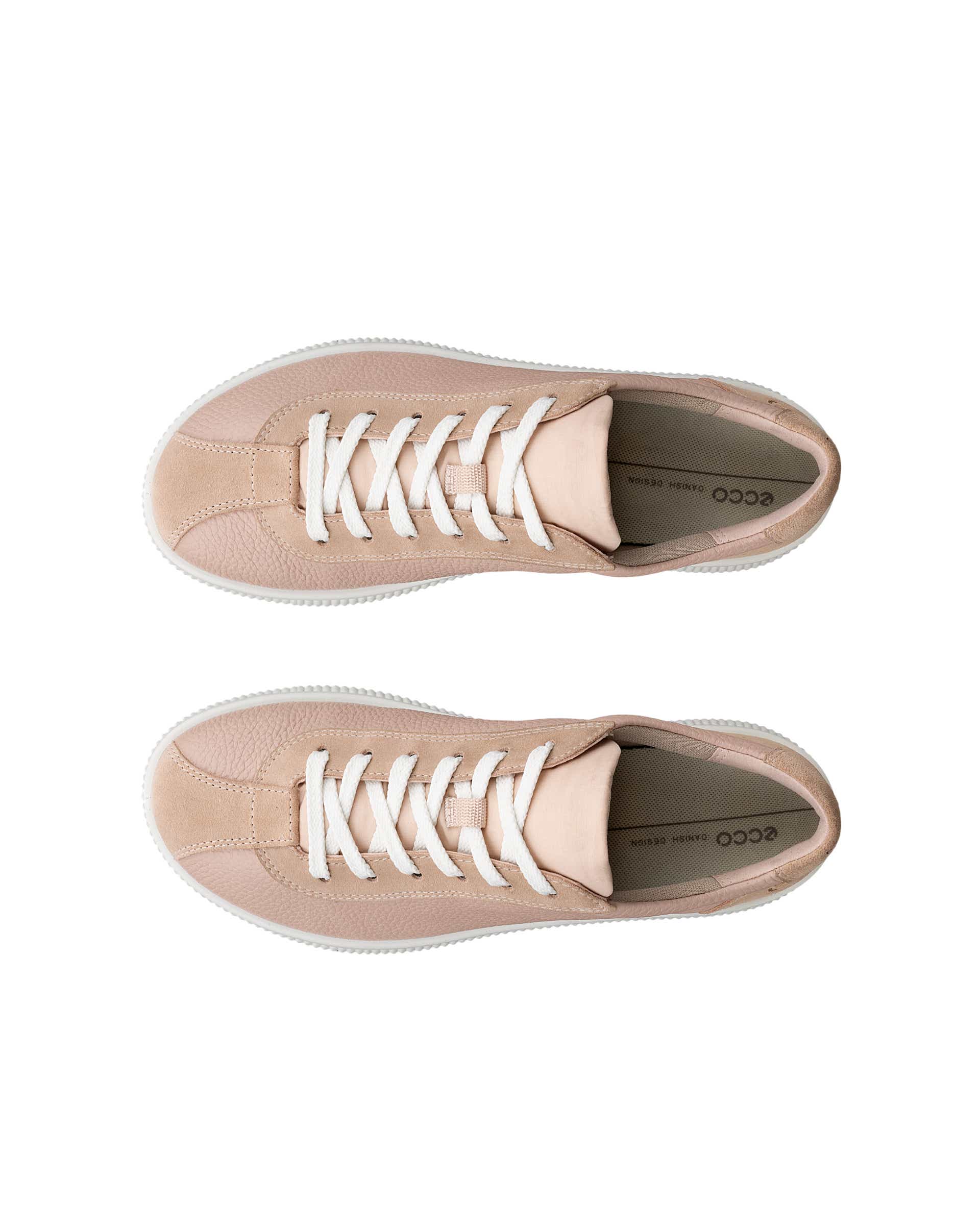ECCO Soft Zero ウィメンズ レザースニーカー - ピンク - Top left pair