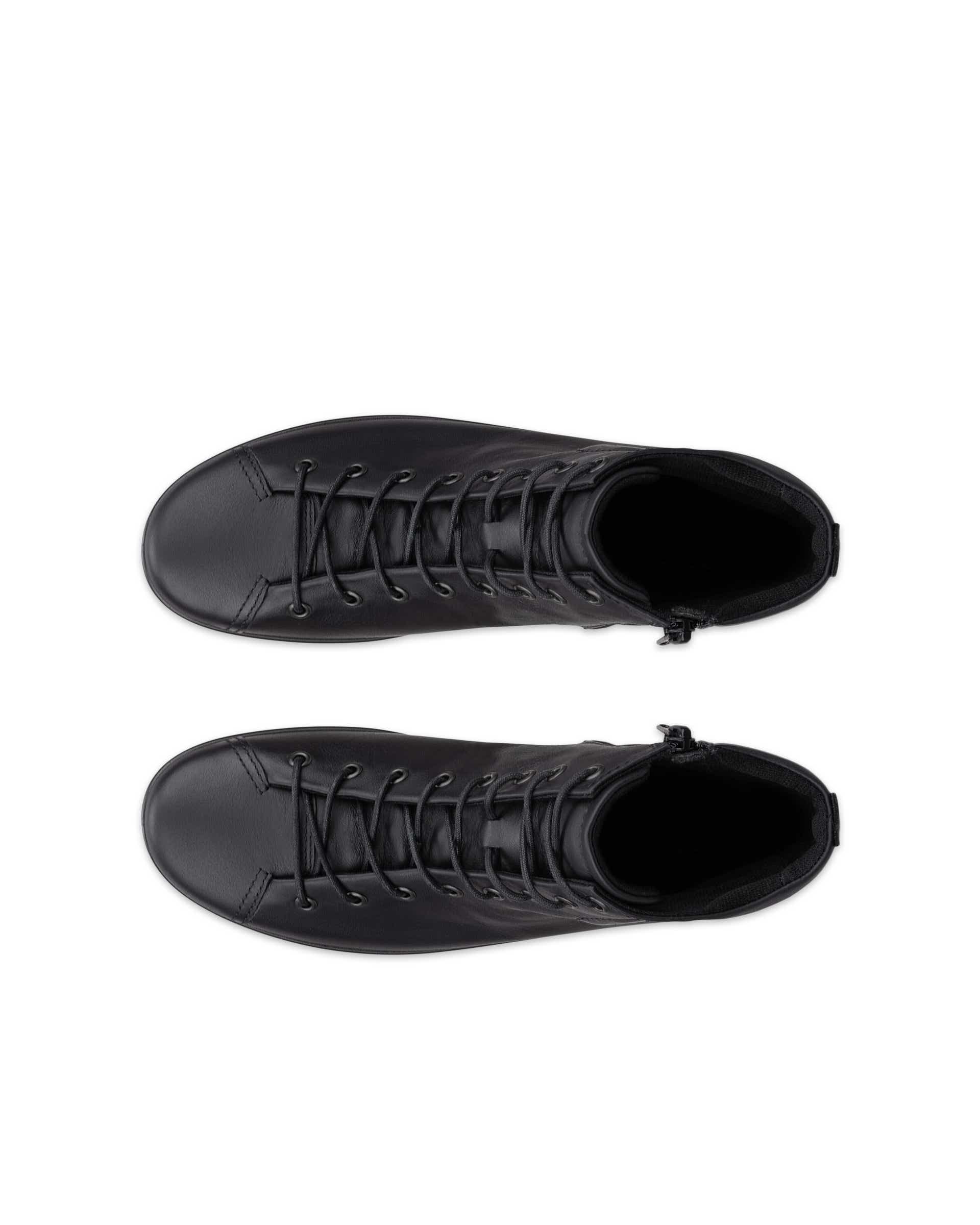 Women's ECCO® SOFT 2.0 Leather Sneaker Boot - Black - Top left pair