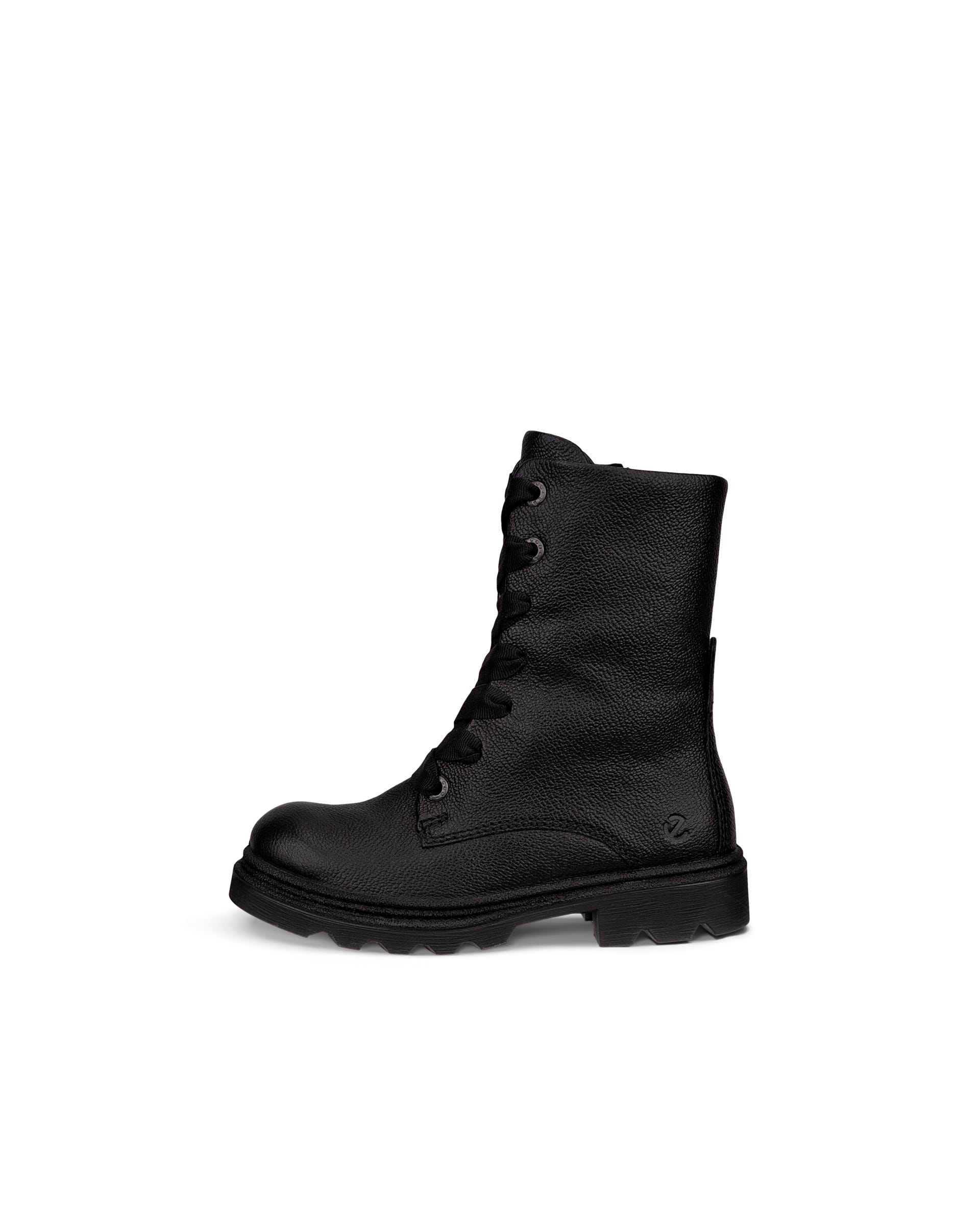 Kids' ECCO® GRAINER Leather Waterproof Lace-Up Boot - Black - Outside