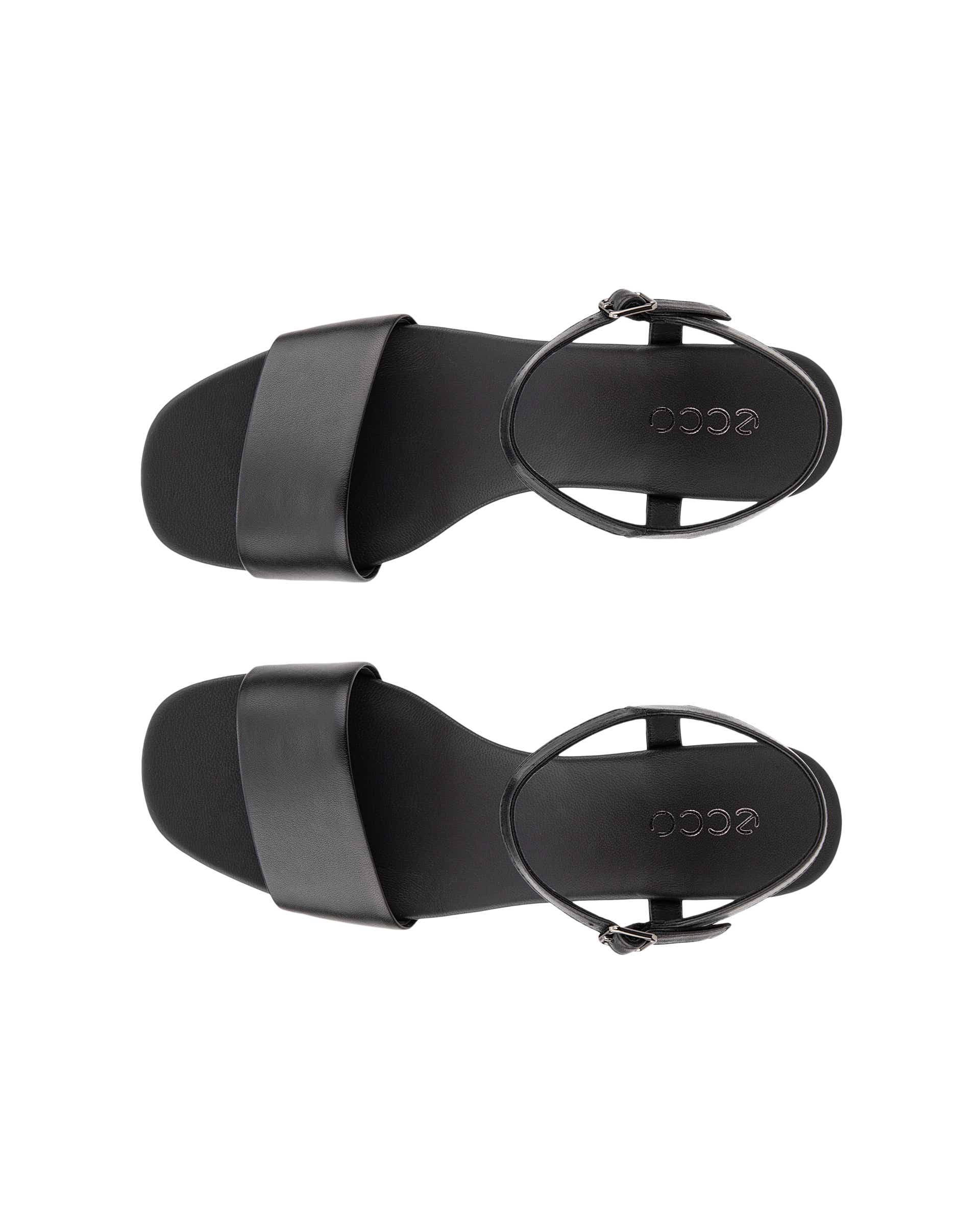 Women's ECCO® Astrid Leather Wedge Sandal - Black - Top left pair