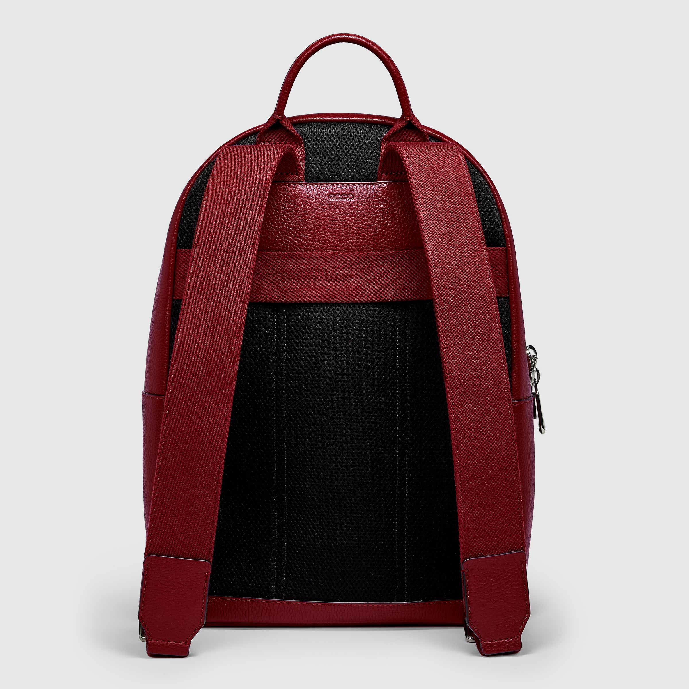 ECCO® Textureblock Leather Backpack - Red - Back