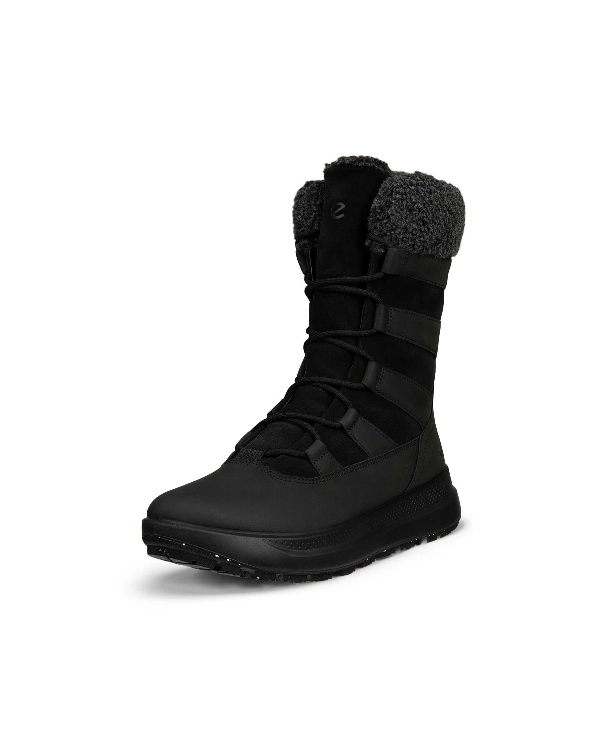 ECCO® Solice Dames waterdichte winterlaars van nubuck | Zwart