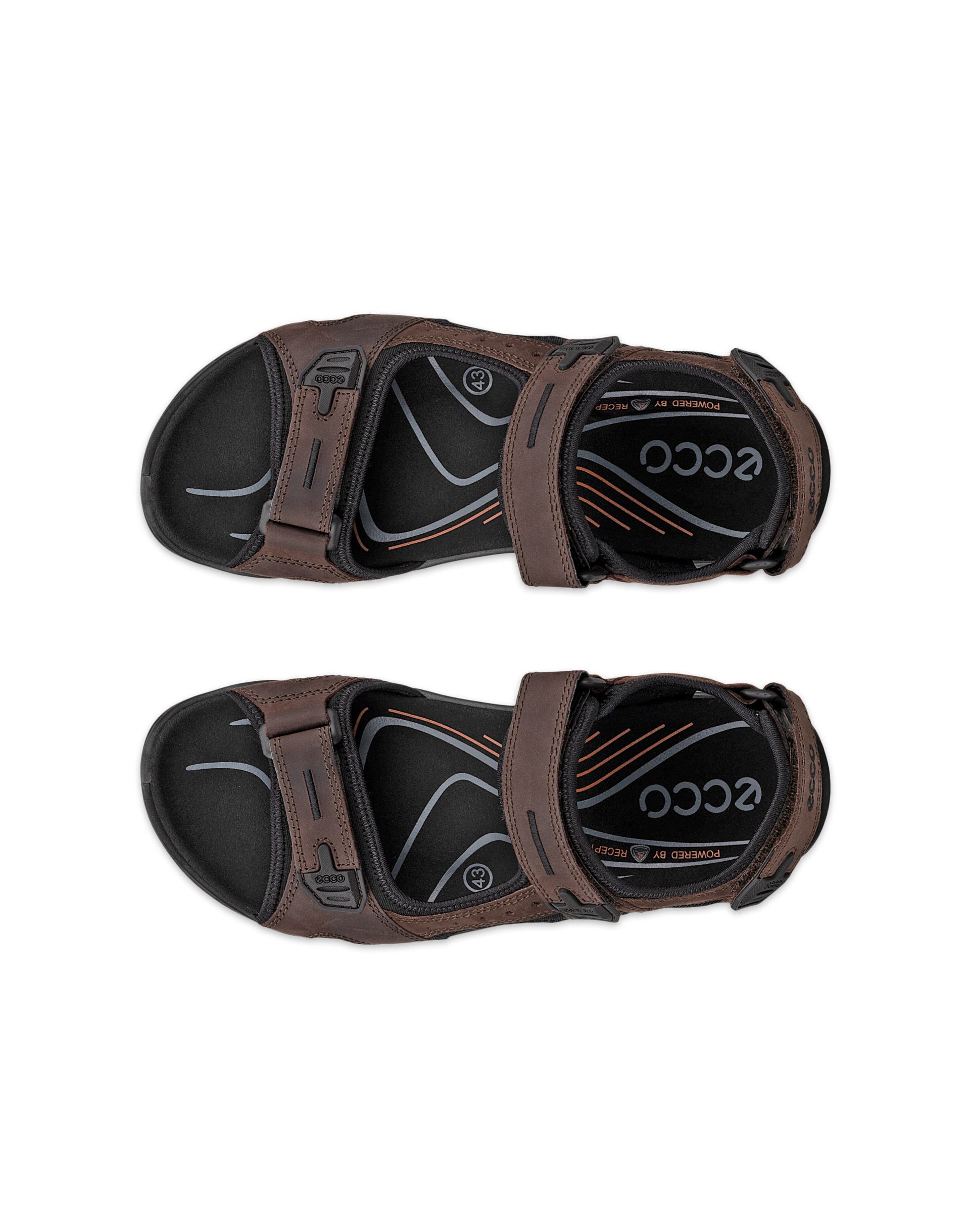 Men's ECCO® Offroad Nubuck Outdoor Sandal - Brown - Top left pair