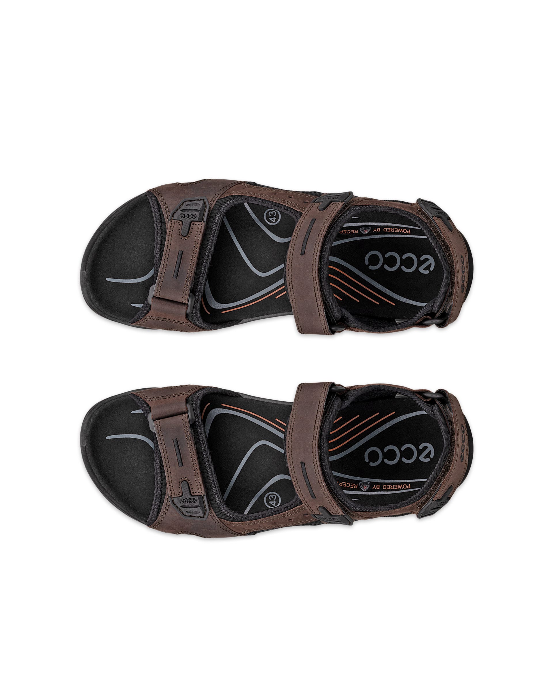 Men's ECCO® Offroad Nubuck Outdoor Sandal - Brown - Top left pair