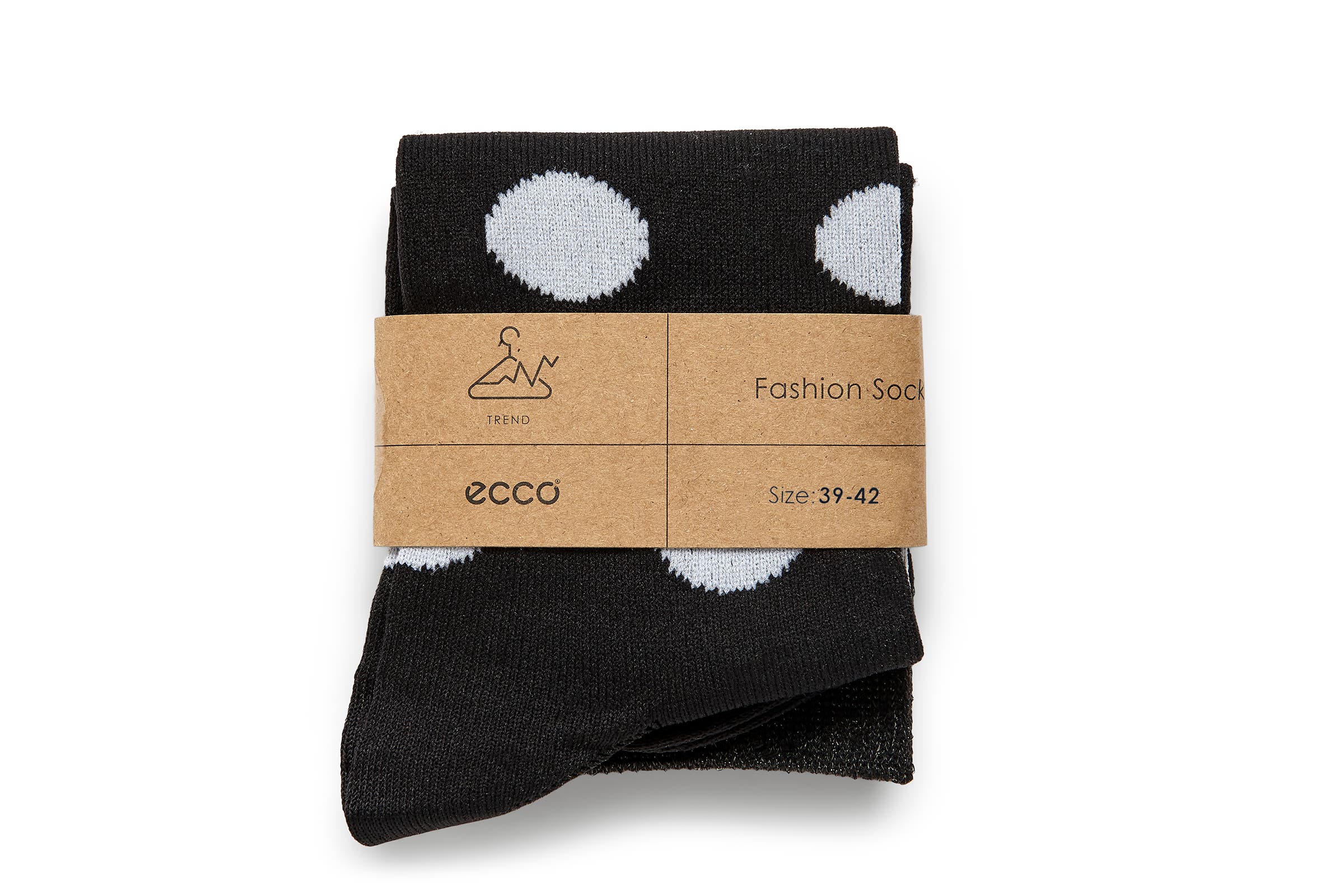 Women's ECCO® Contrast Dotted Crew Socks - Black - Detail-1