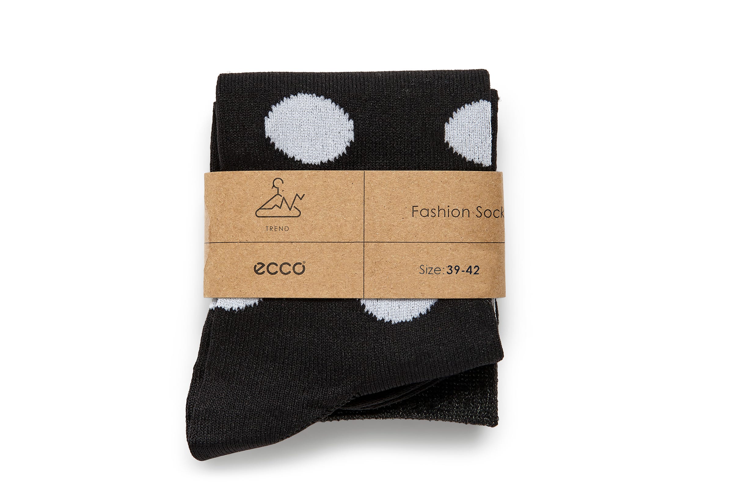 Women's ECCO® Contrast Dotted Crew Socks - Black - Detail-1