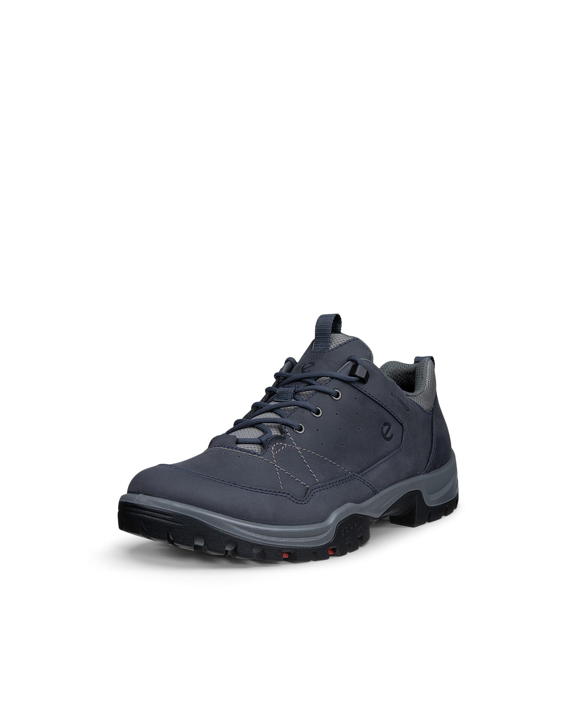 Men's ECCO® RECEPTOR TREKK Nubuck Waterproof Hiking Shoe - Blue - Outside