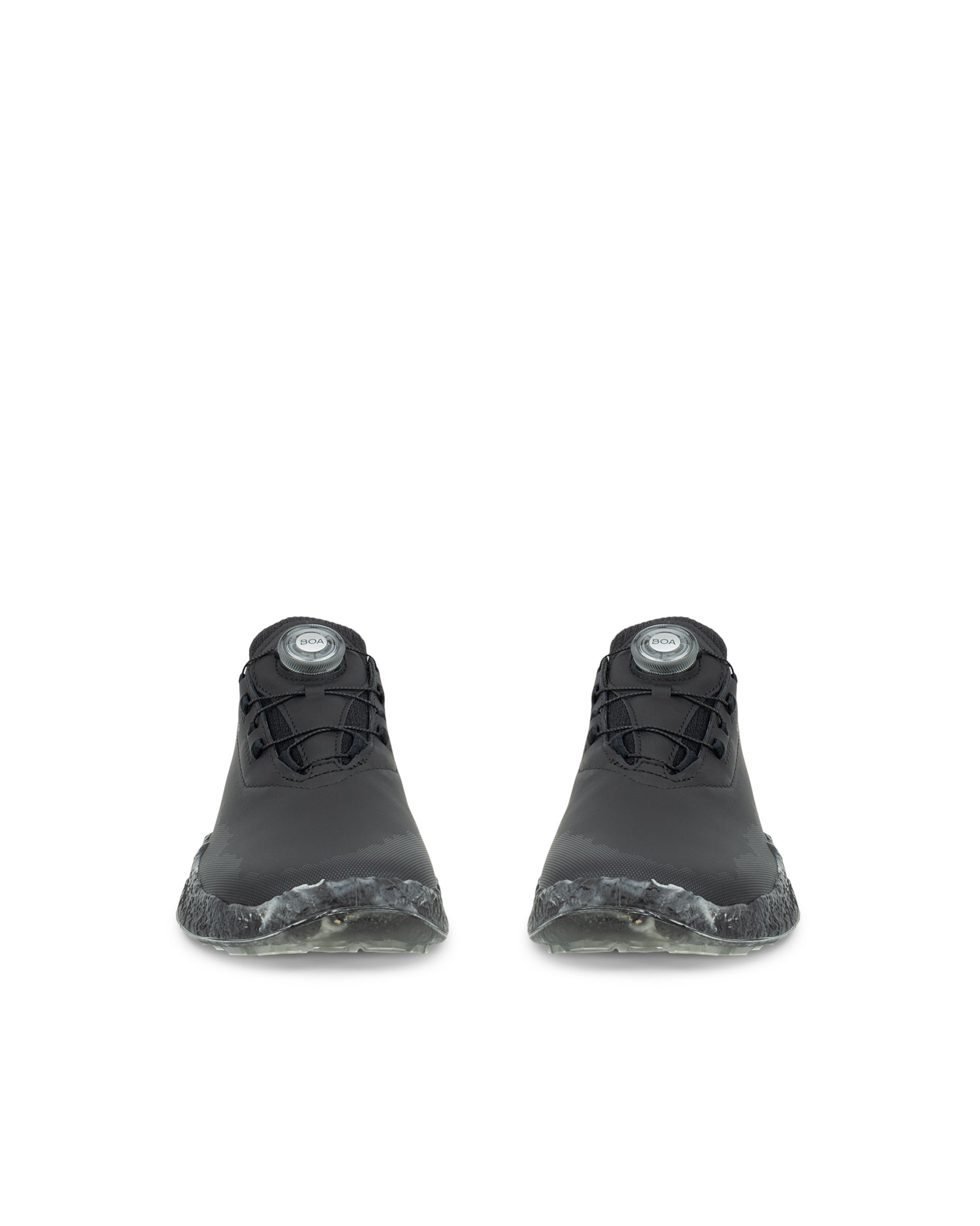 ECCO Golf BIOM H5 Hybrid Women ウィメンズ レザーウォータープルーフゴルフシューズ - ブラック - Front pair
