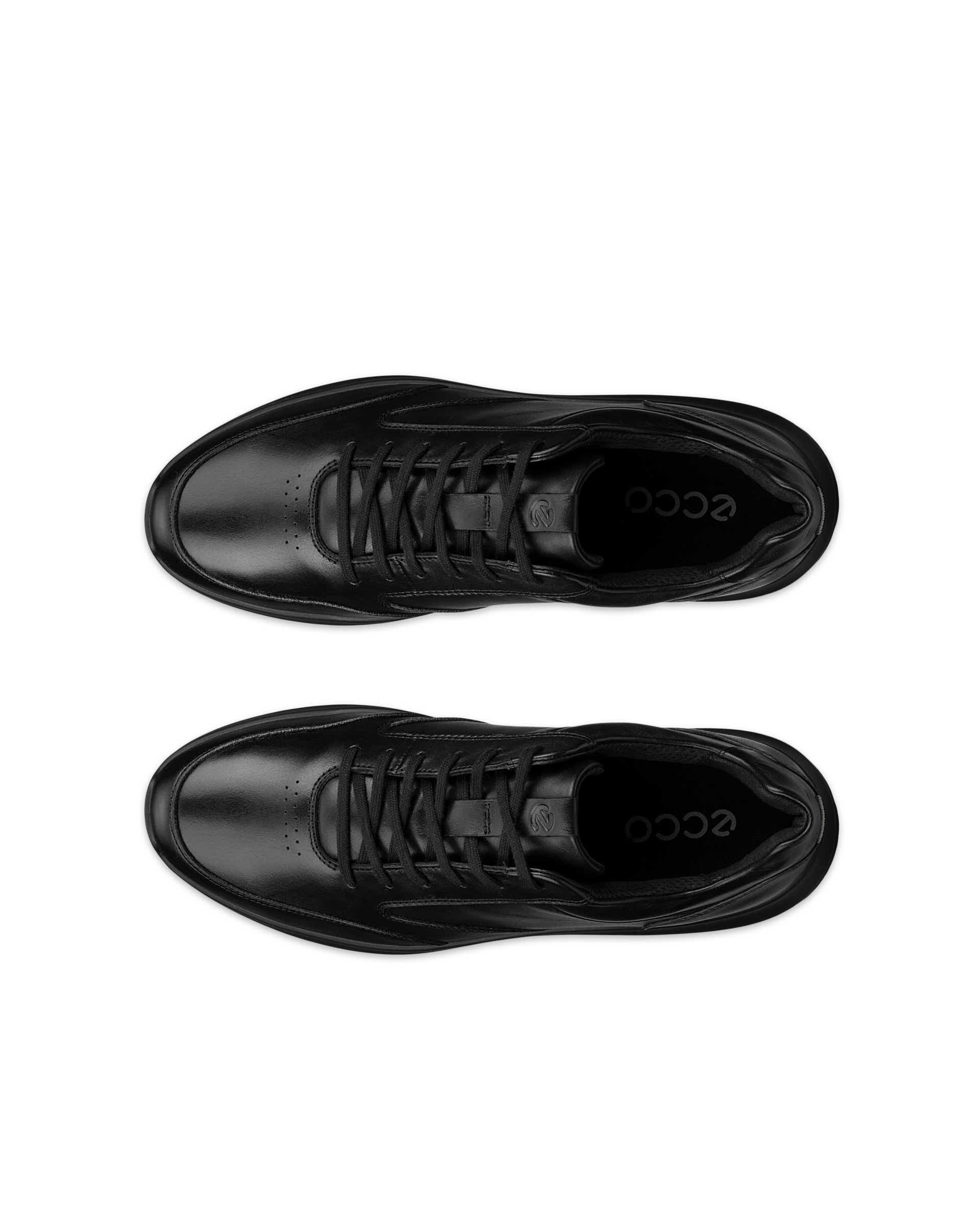 Men's ECCO® CITY STRIDE Leather Trainer - Black - Top left pair