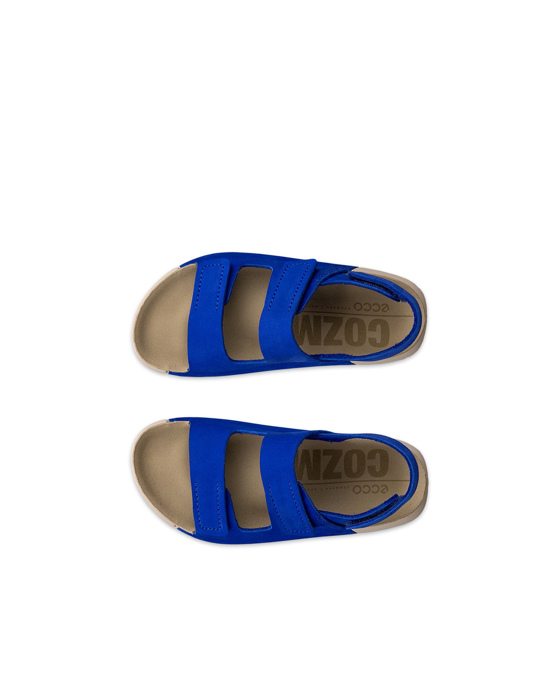 Kids' ECCO® Cozmo Leather Three-Strap Sandal - Blue - Top left pair