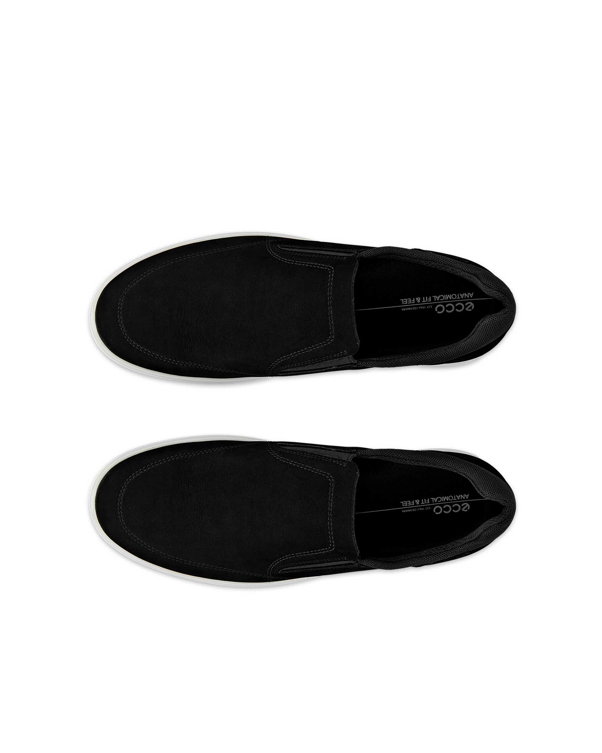 ECCO® CLASSIC SNEAKER chaussures sans lacet en nubuck pour homme - Noir - Top left pair