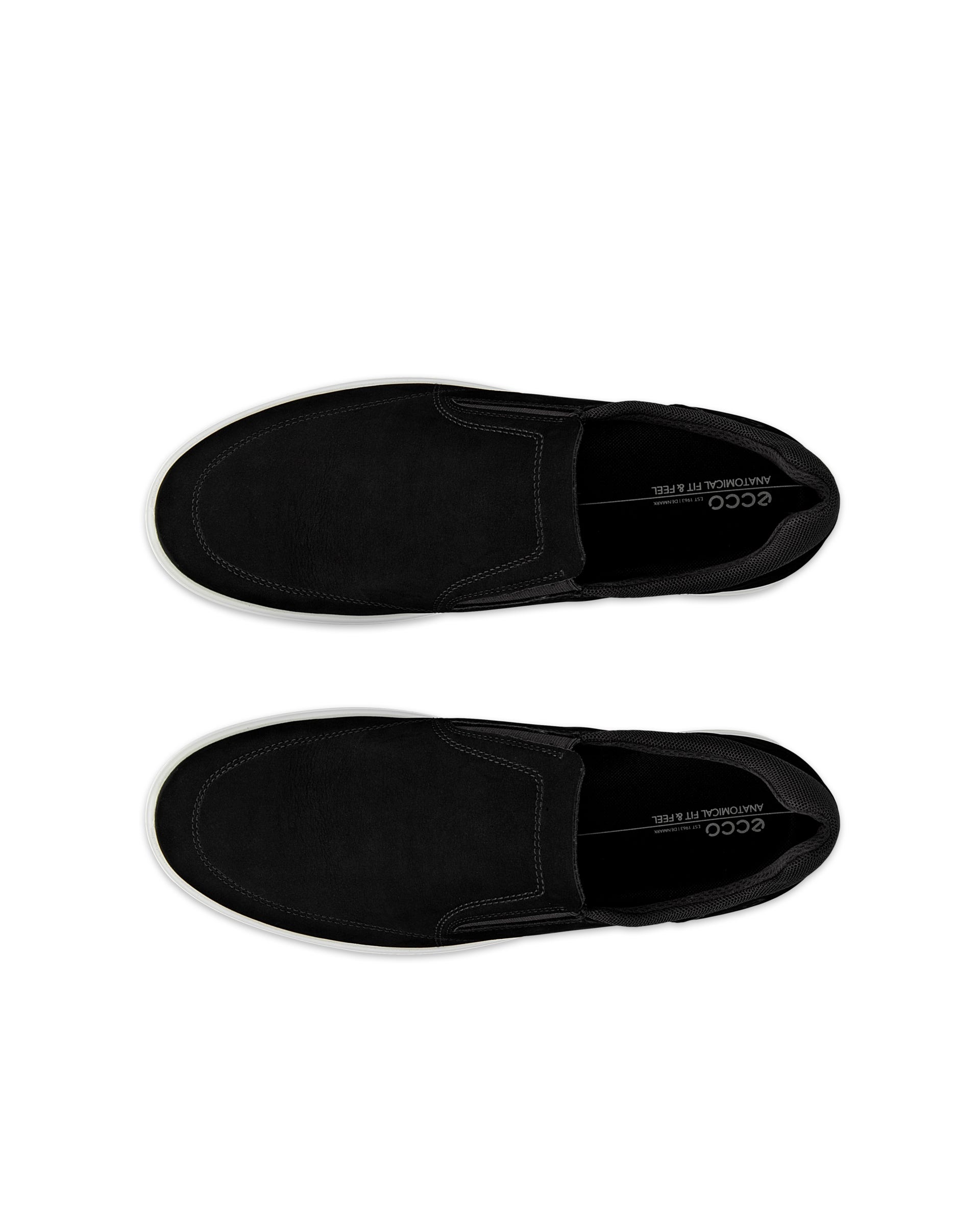 ECCO® CLASSIC SNEAKER chaussures sans lacet en nubuck pour homme - Noir - Outside