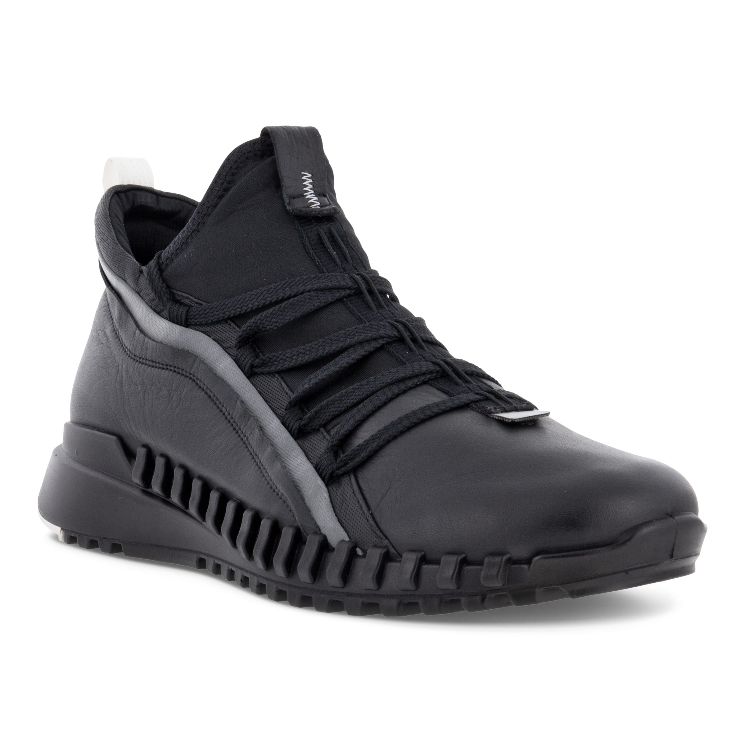 Men's ECCO® Zipflex Leather Sneaker - Black - Main